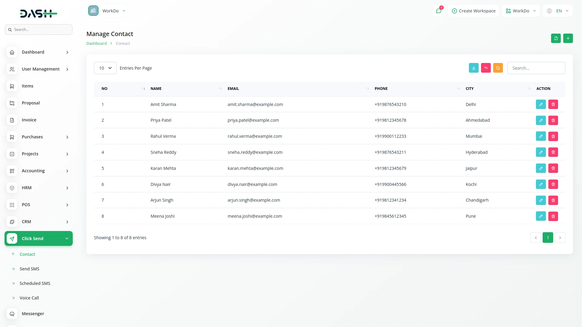 Twilio Integration in Dash SaaS Clicksend