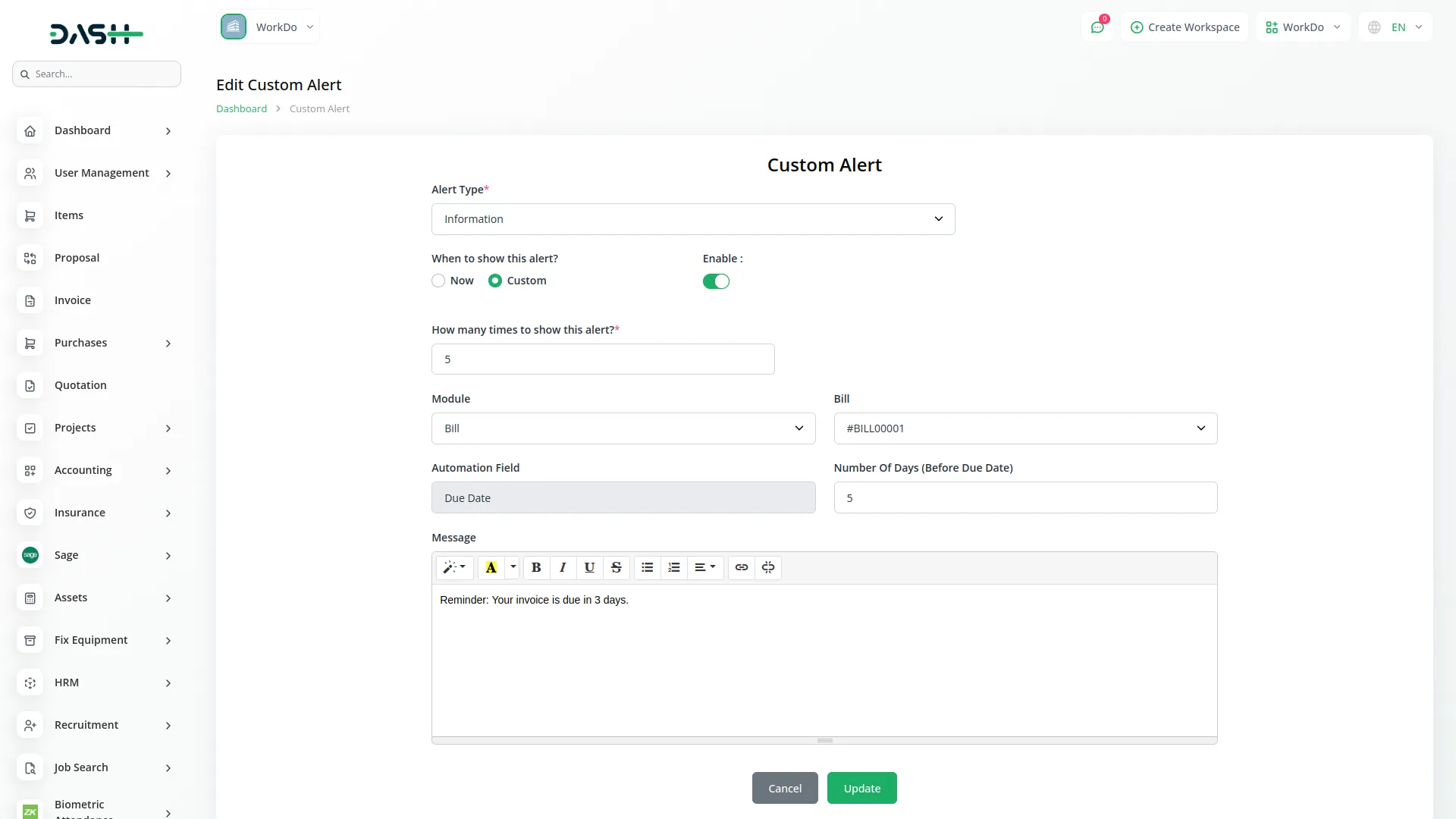 Custom Alert