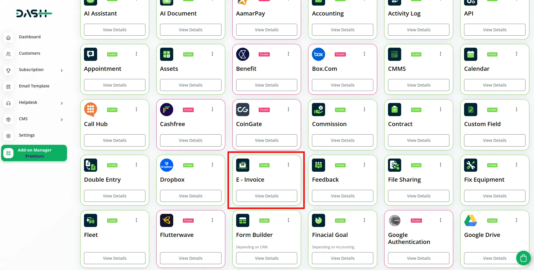 E-Invoice Dash Saas