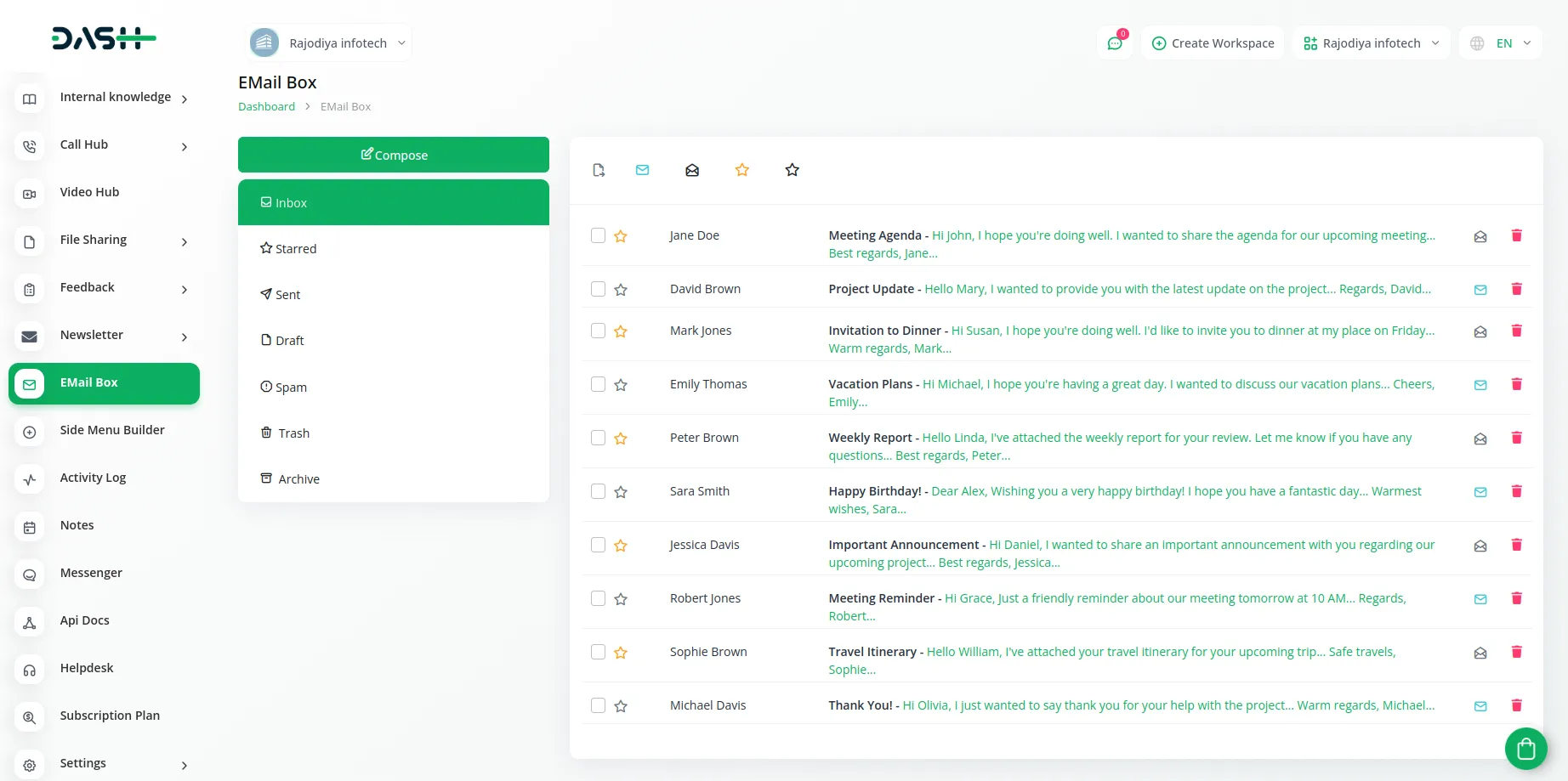 Emailbox Dash Saas