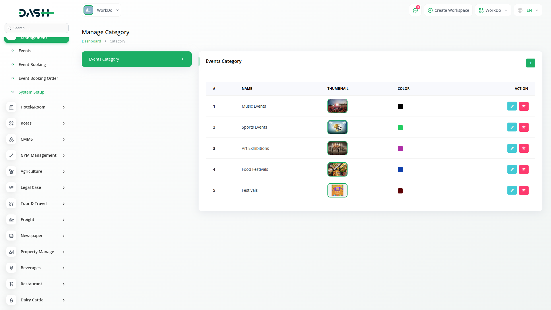 Events Management Dash Saas