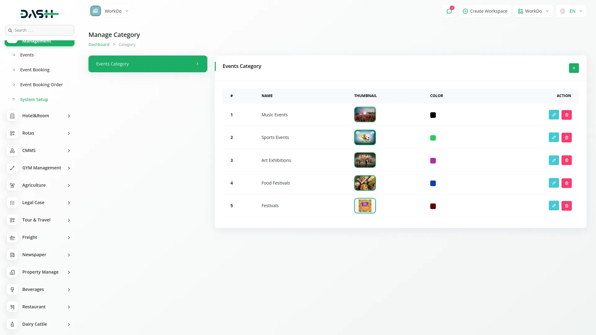 Events Management Dash Saas