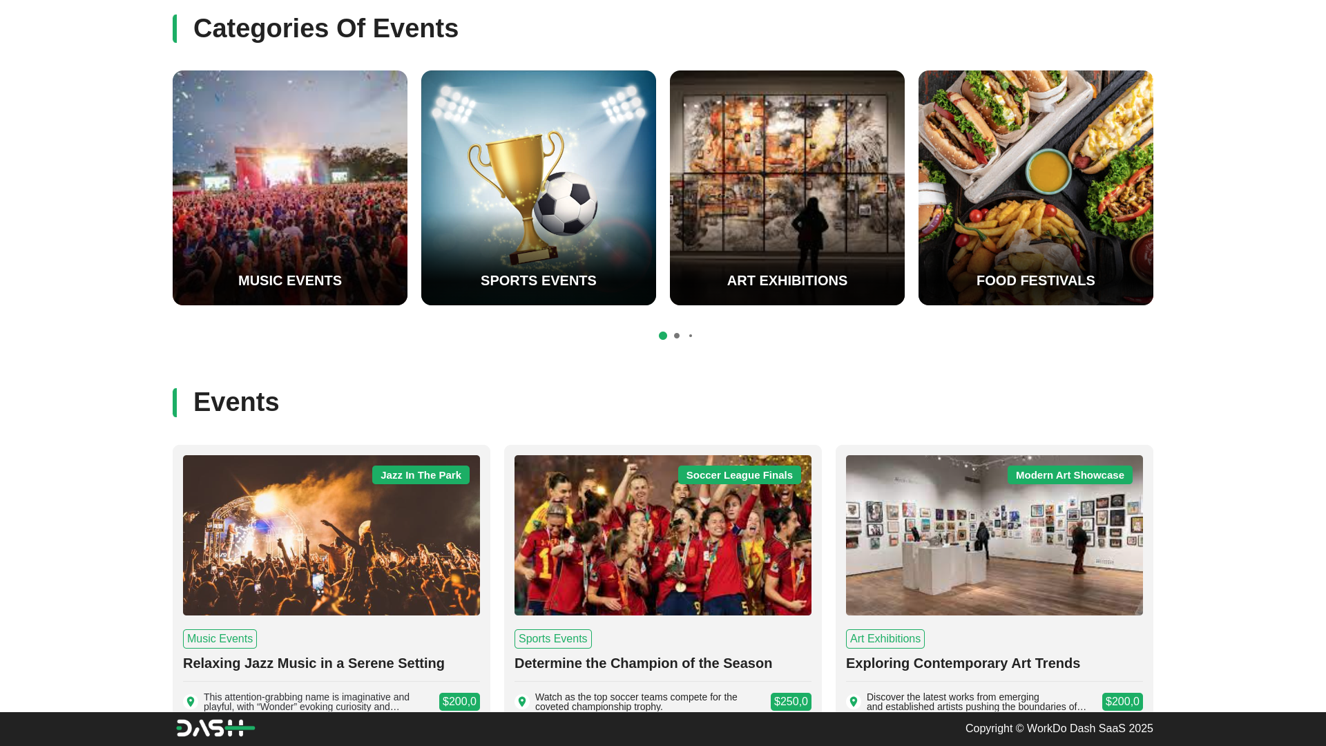 Events Management Dash Saas