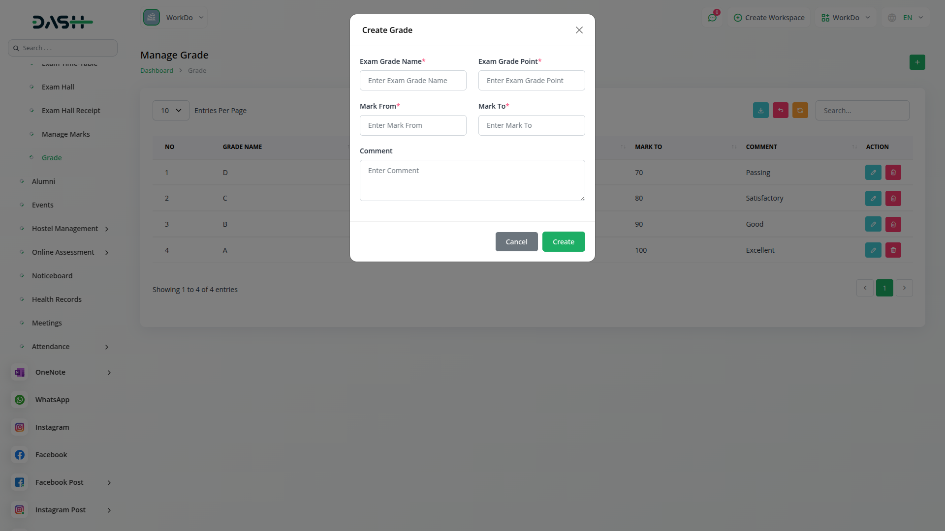 Exam Integration In Dash Saas