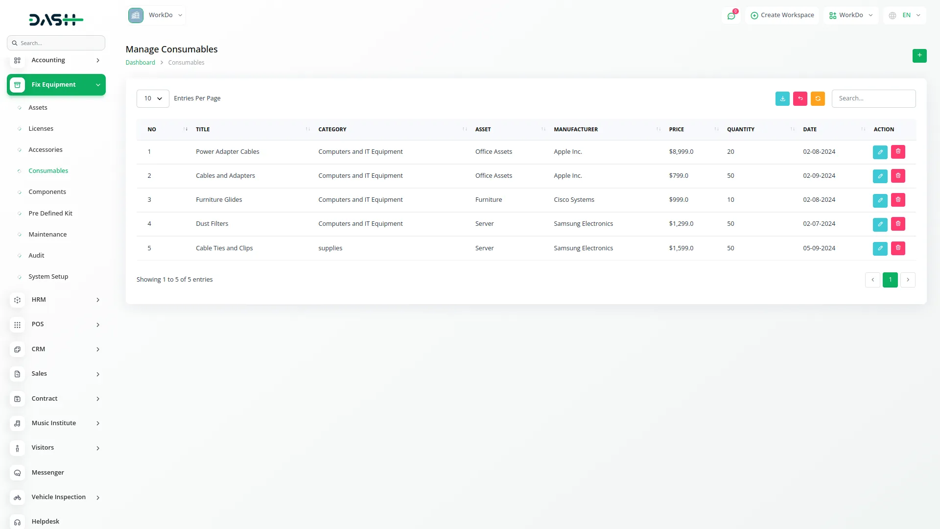 fix-equipment-dash Fix Equipment Integration