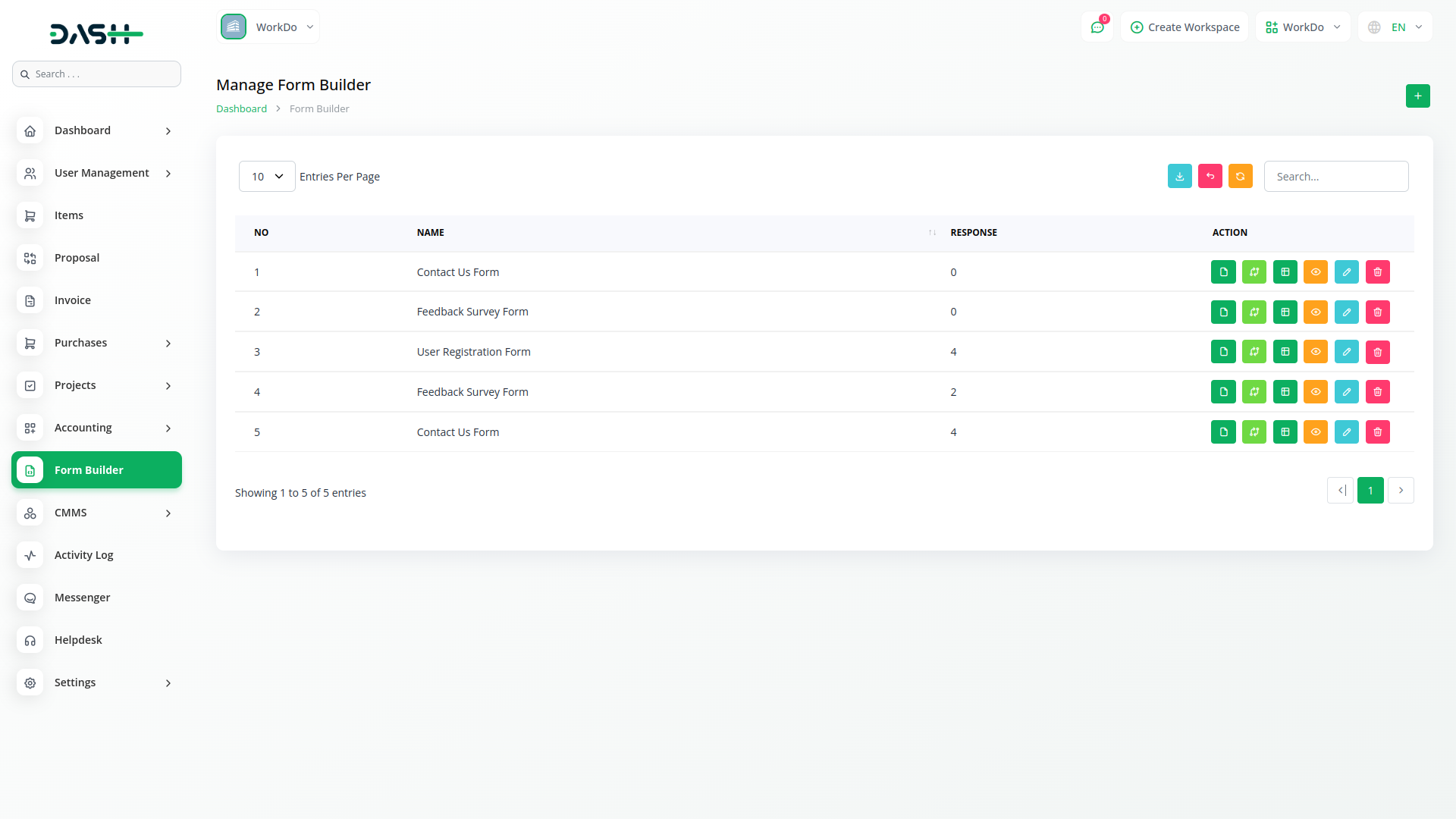 Form Builder Dash Saas