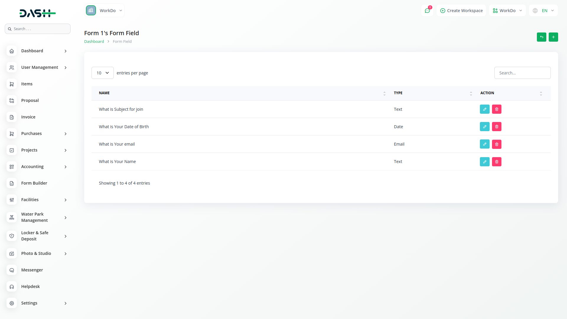 Form Builder Dash Saas