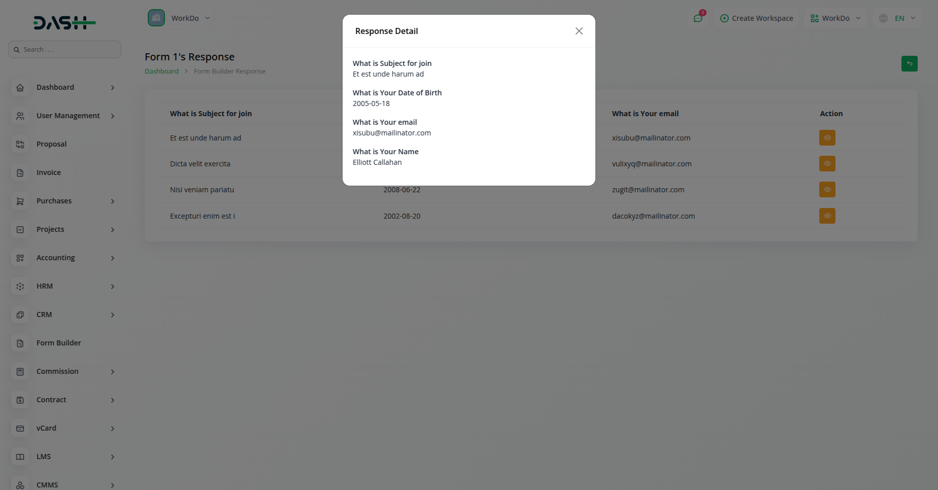 Form Builder Dash Saas