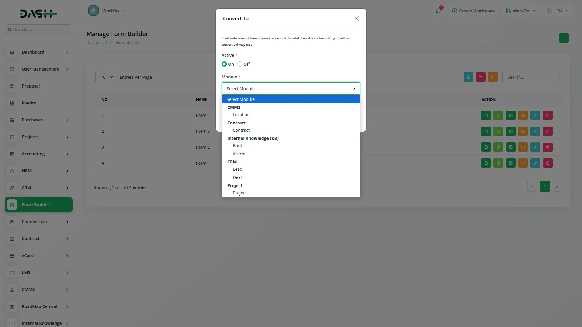 Form Builder Integration in Dash SaaS Form Builder Dash Saas