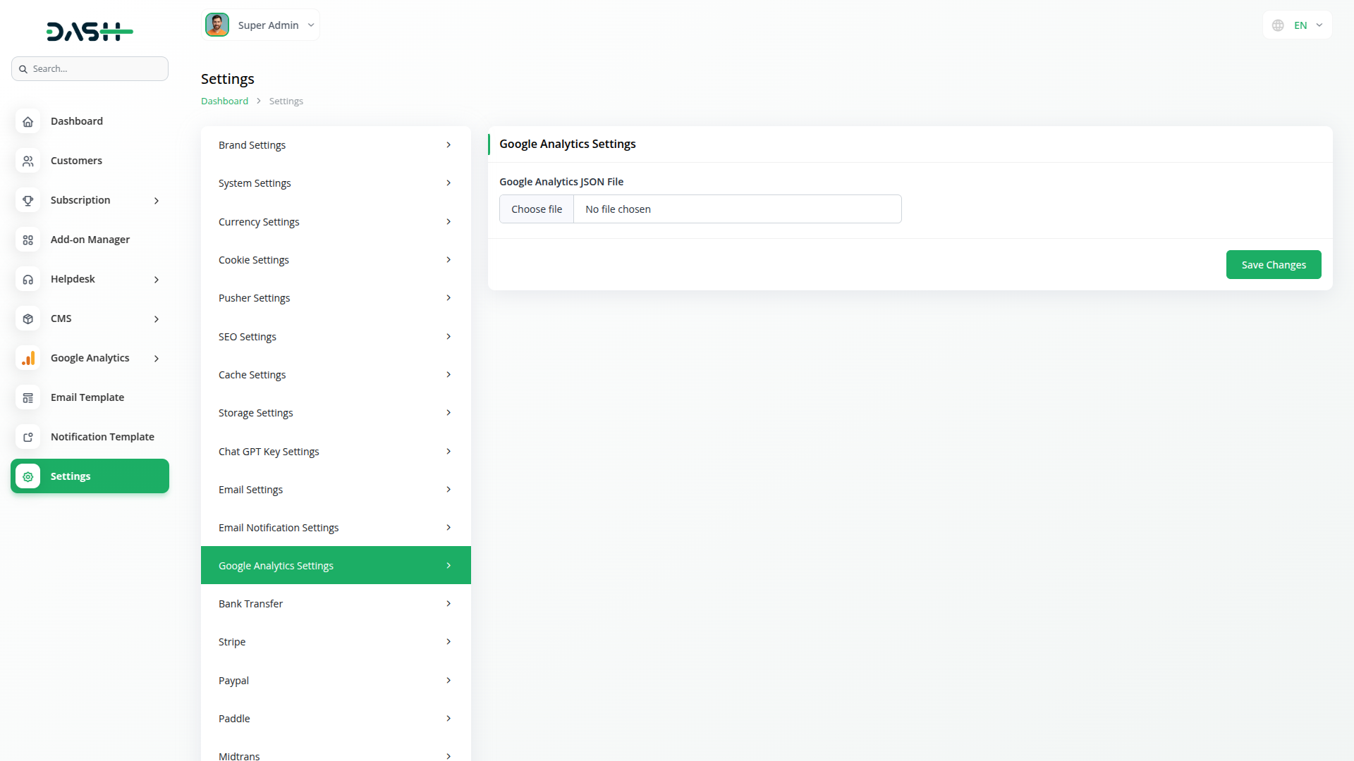 Google Analytics Dash Saas