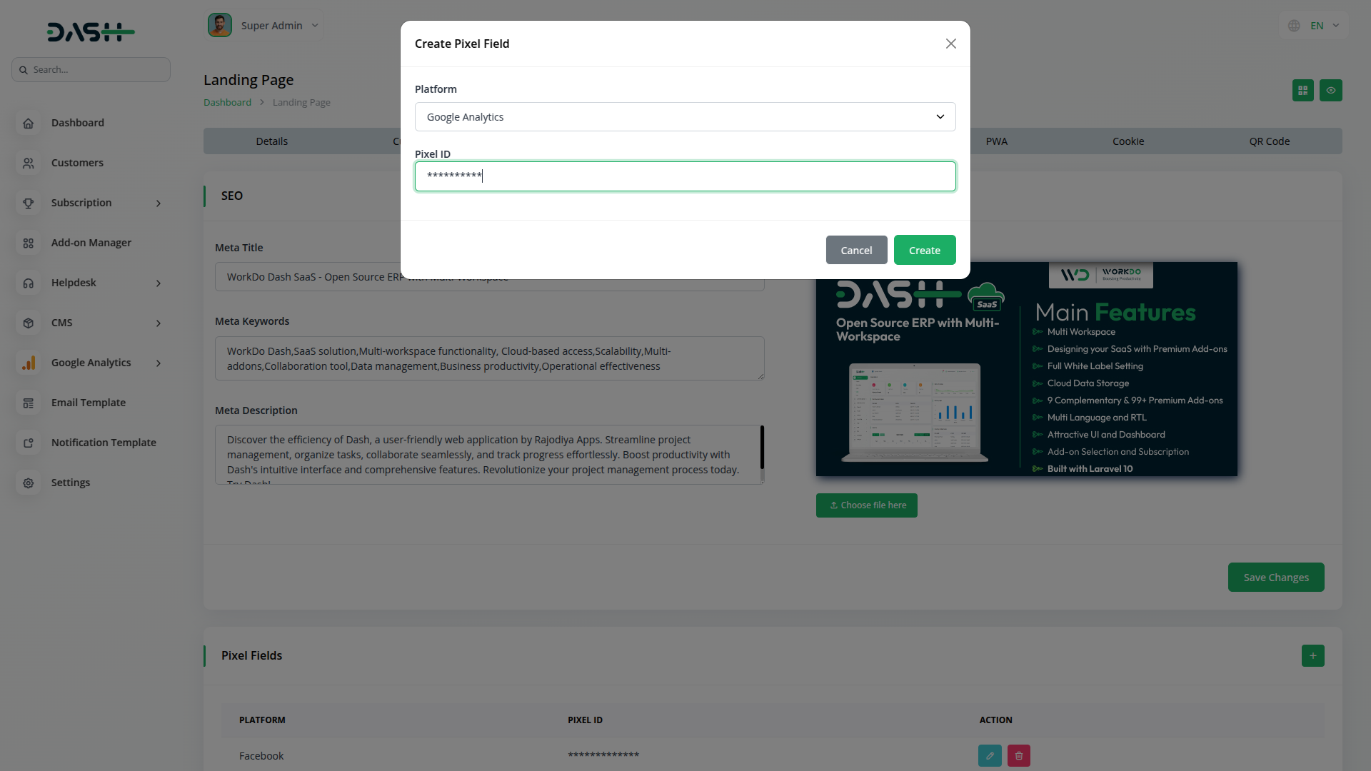 Google Analytics Dash Saas