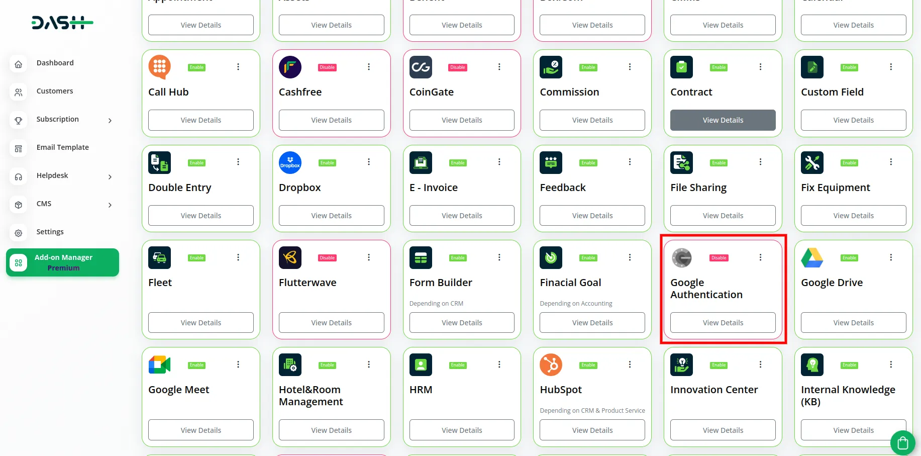 Google Authenciation Dash Saas