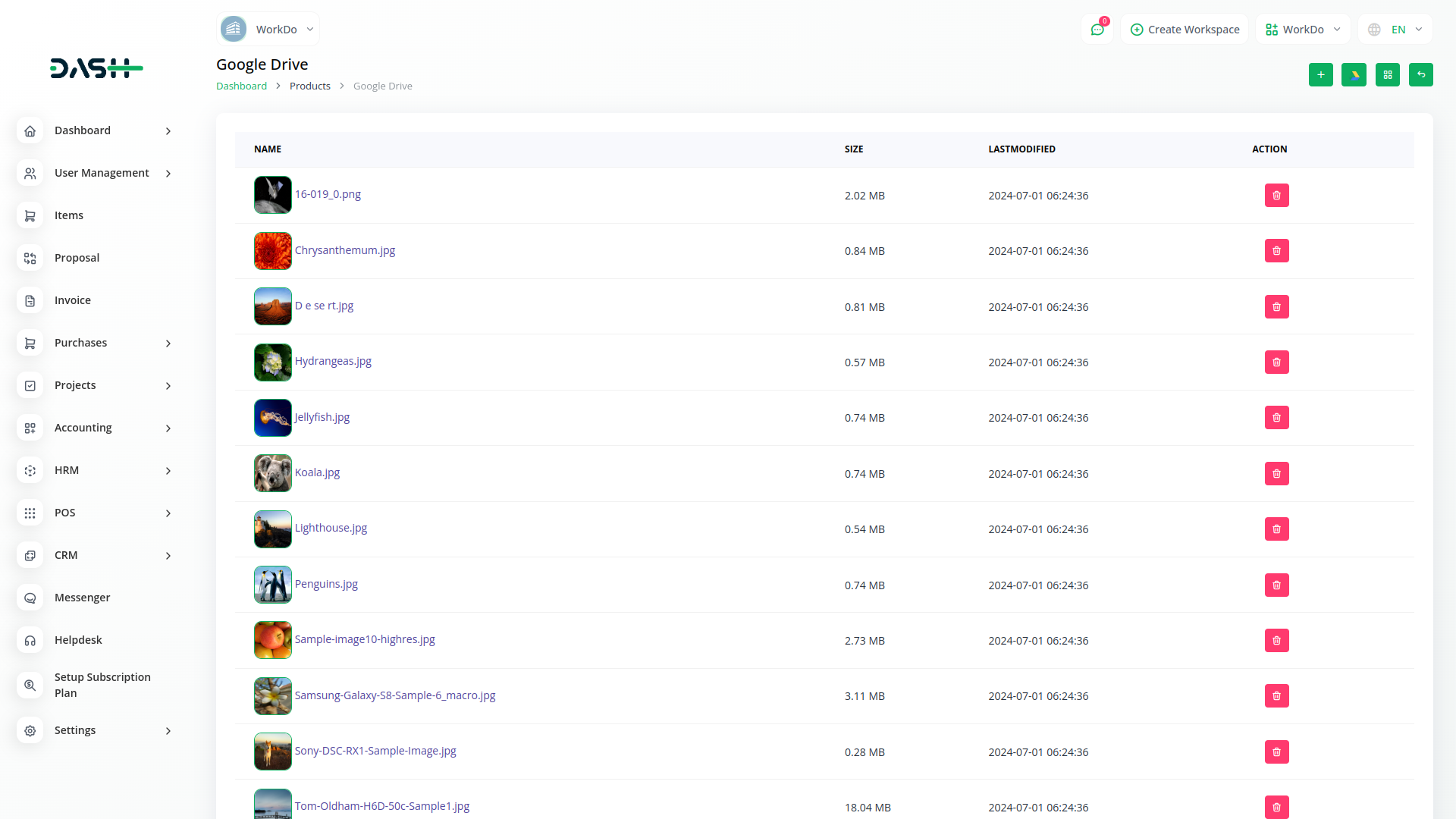 Google Drive Dash Saas