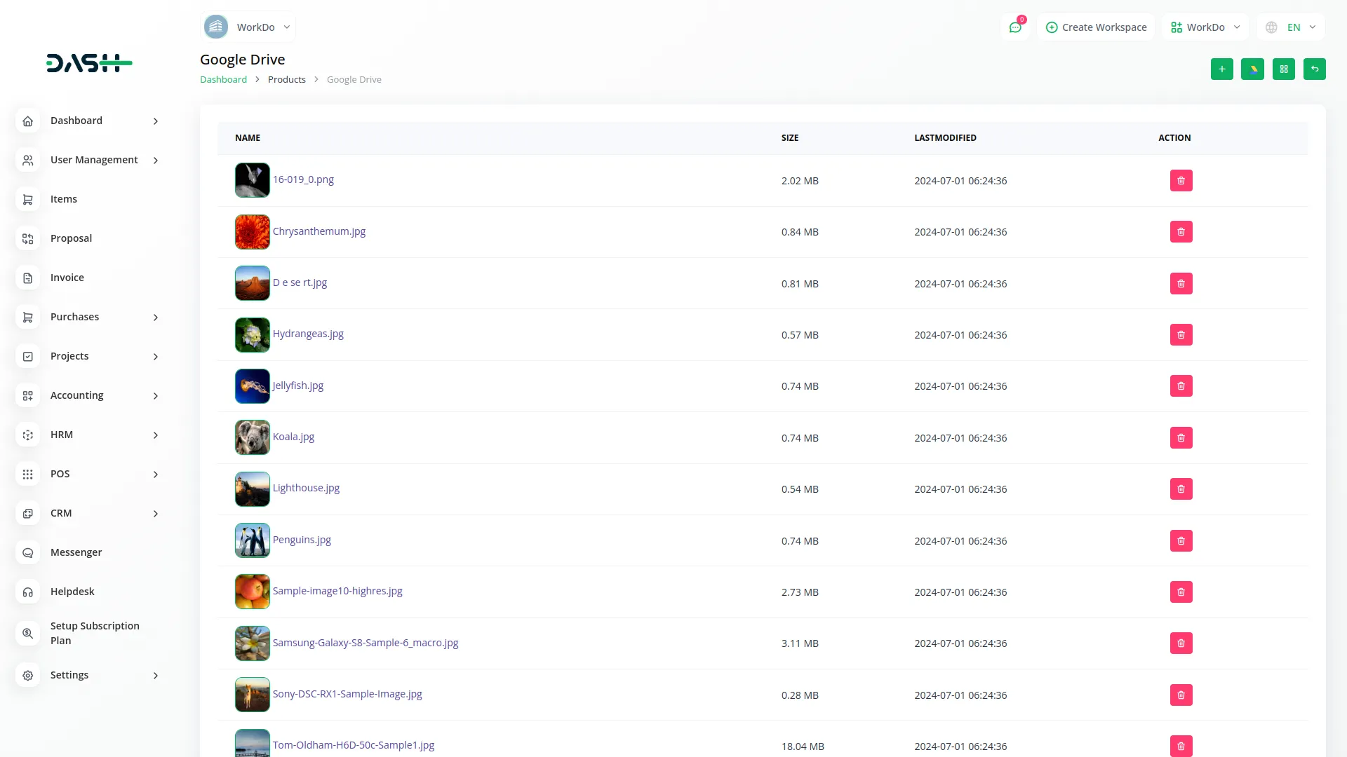 Google Drive Dash Saas