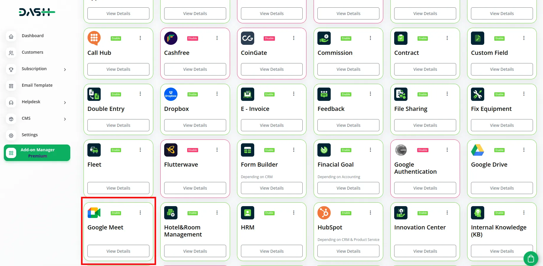 Google Meet Integration In Dash Saas