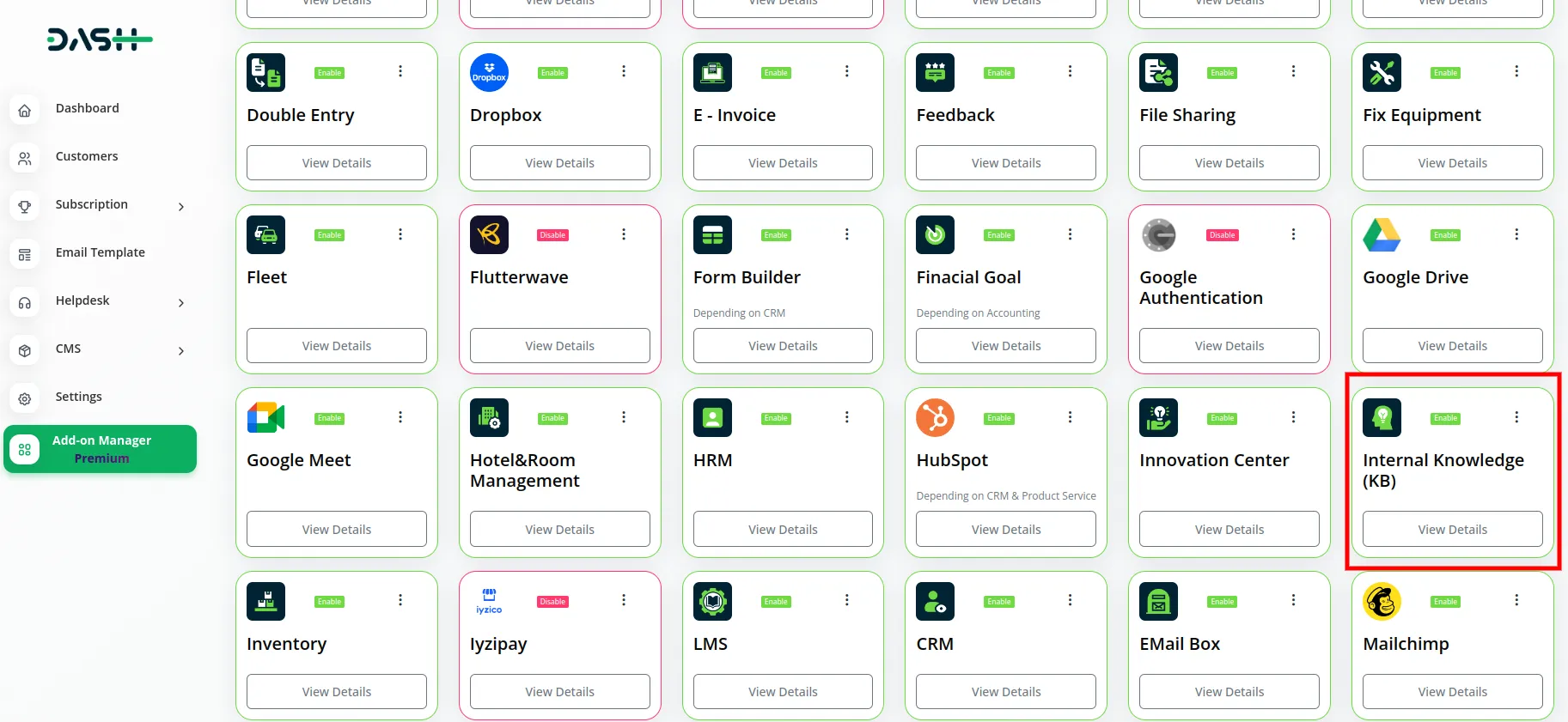Internal Knowledge Dash Saas