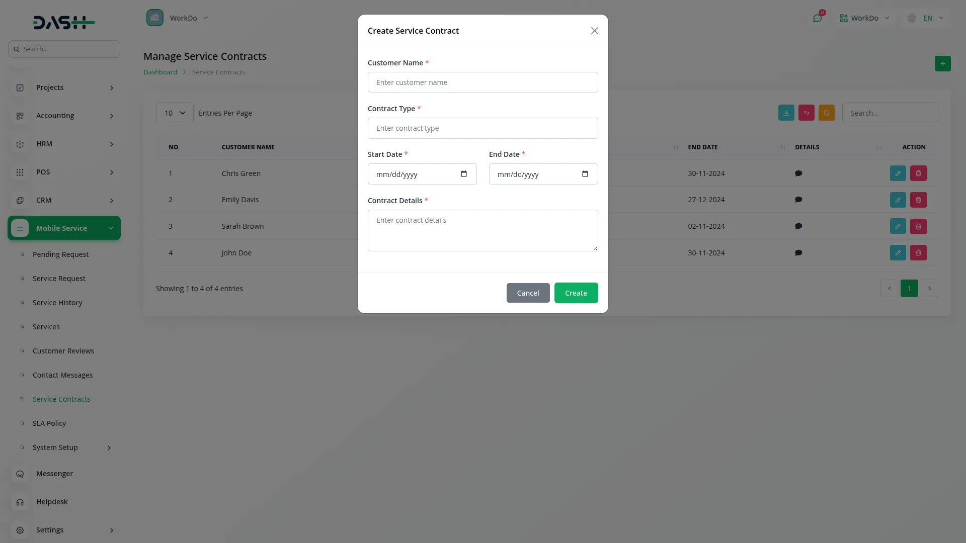 mobile service management