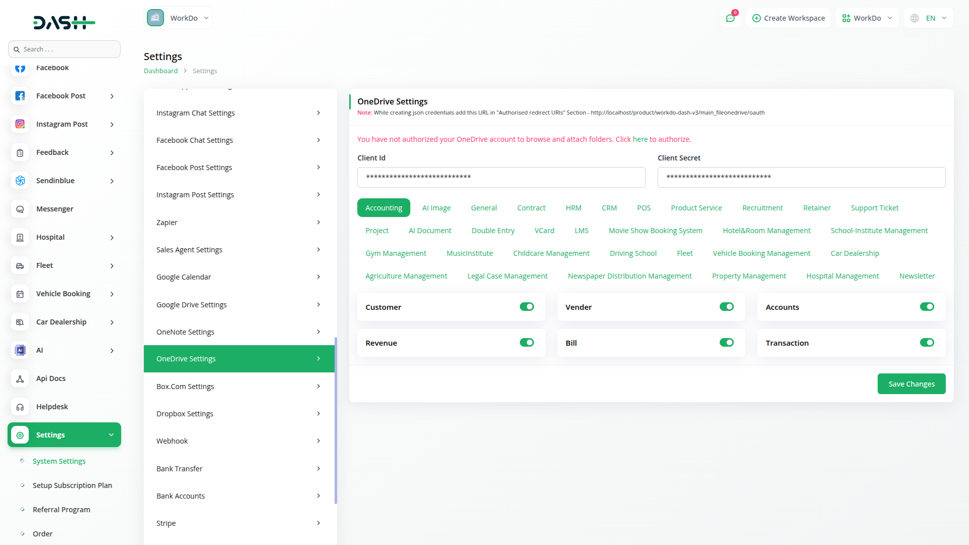 Onedrive Dash Saas