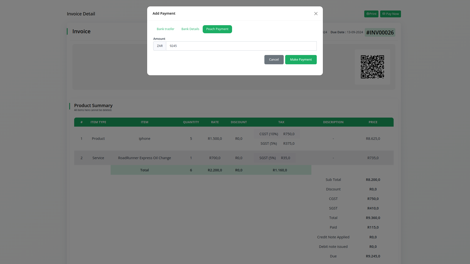 Peach Payment Integration Peach Payment Dash Saas