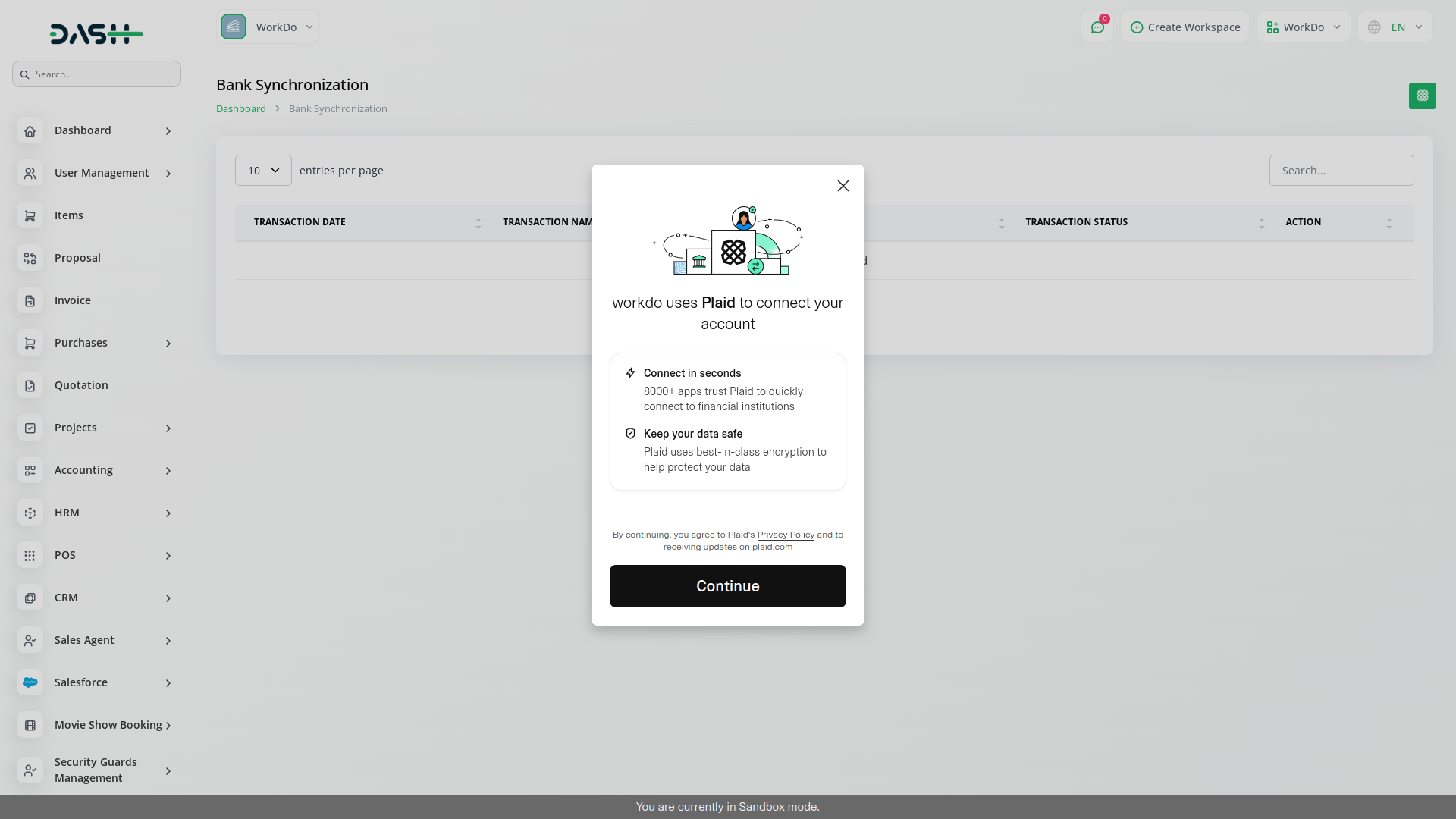 Plaid Integration in Dash SaaS Plaid Dash Saas