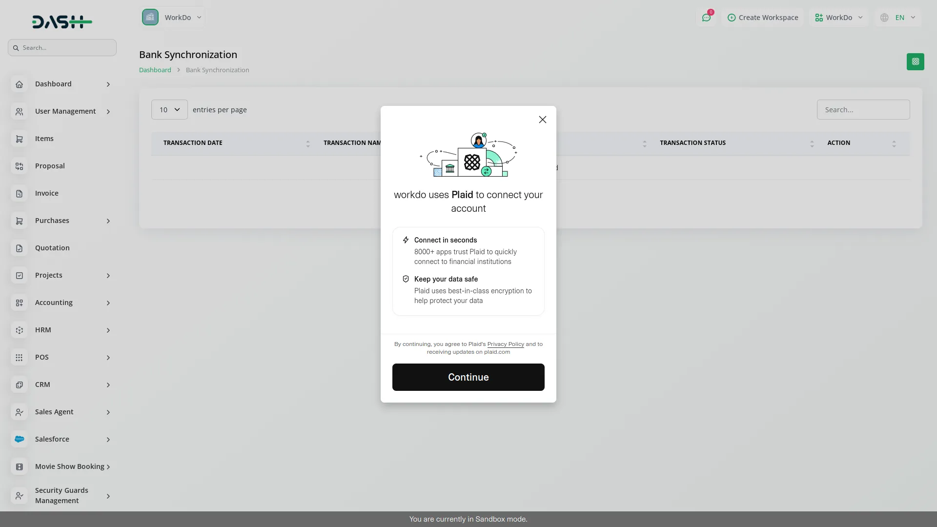 Plaid Integration in Dash SaaS Plaid Dash Saas