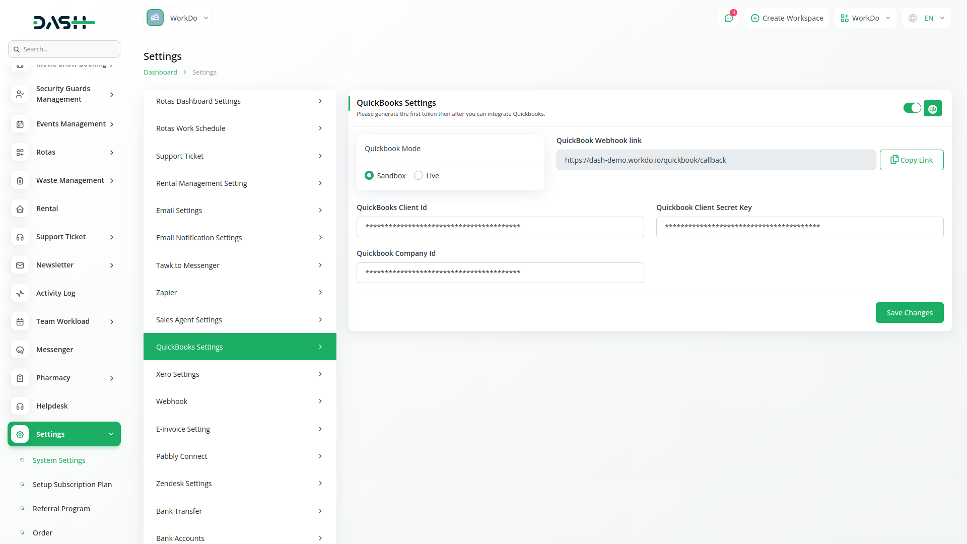 Quickbooks Dash Saas