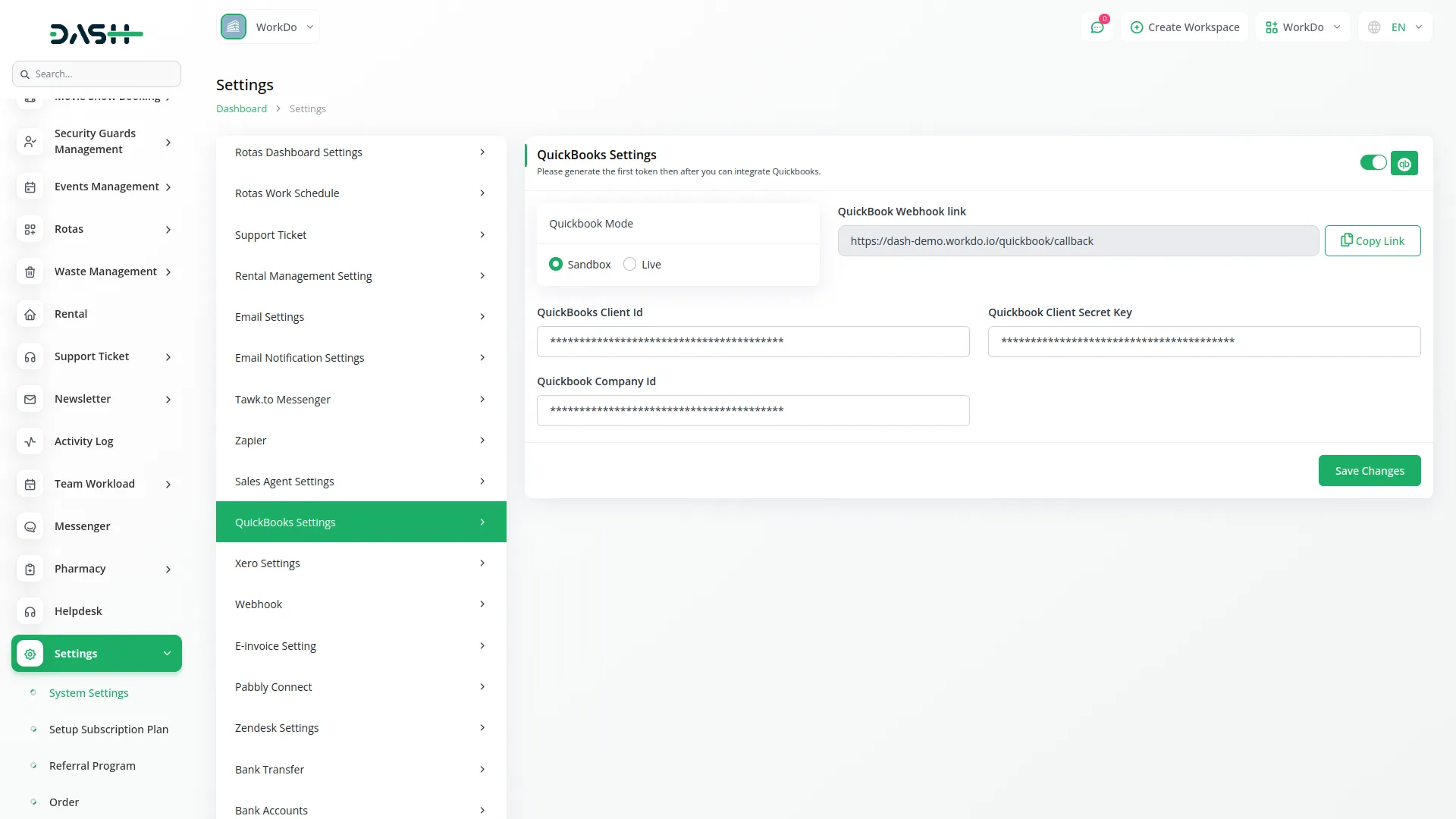 Quickbooks Dash Saas