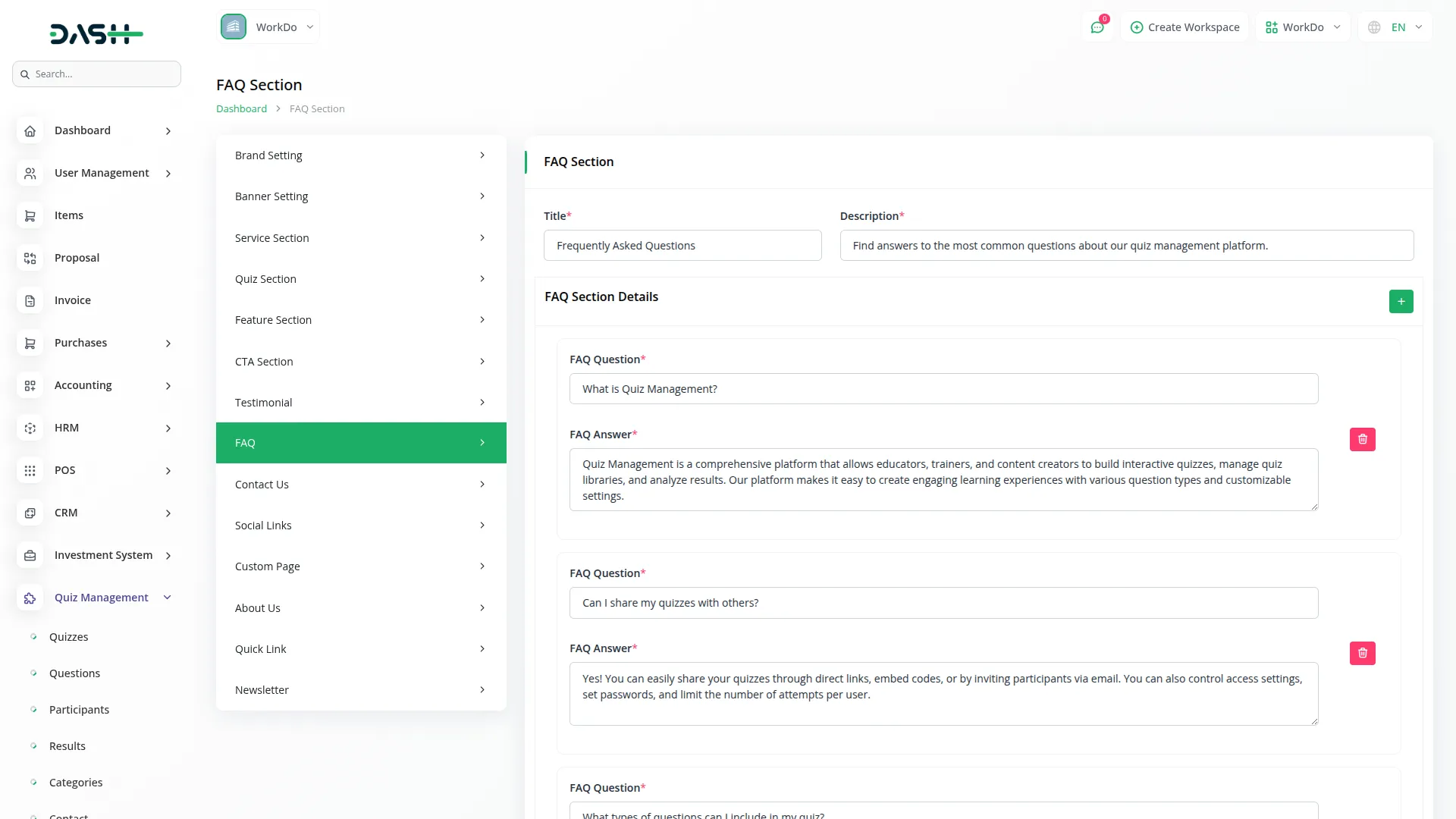 quiz management