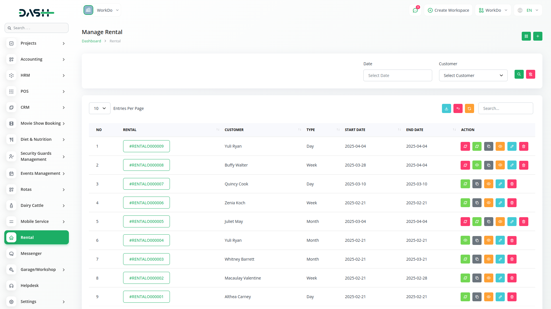 Rental-Management Dash Saas