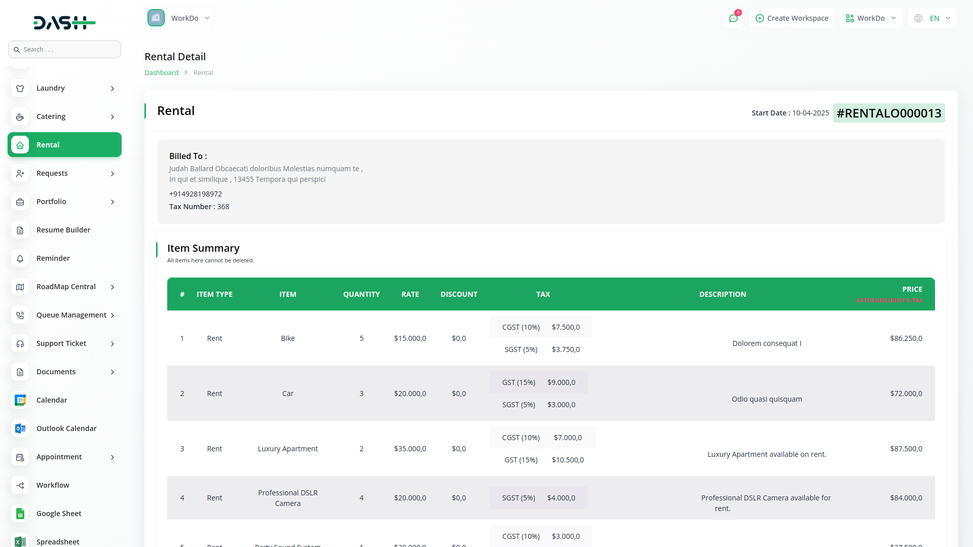 Rental-Management Dash Saas