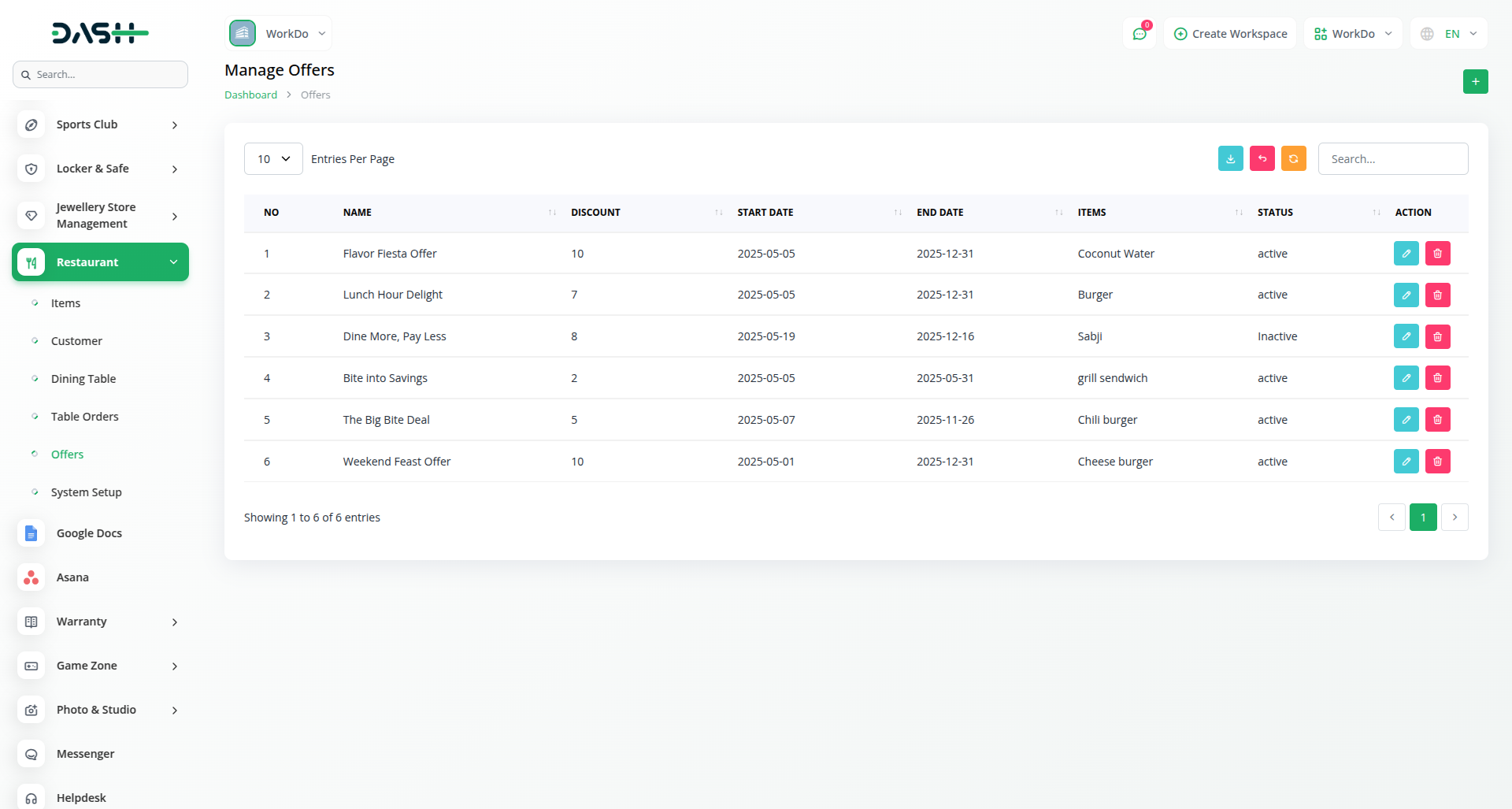 Restaurant Invoice And Payment