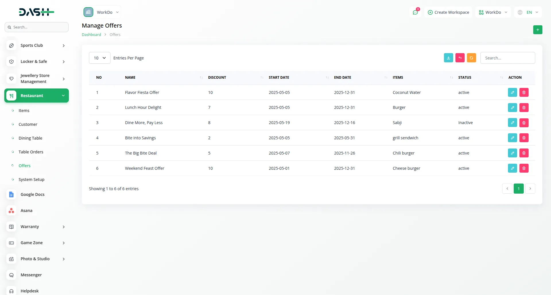 Restaurant Invoice And Payment