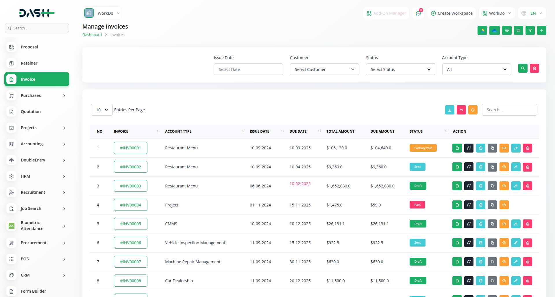 Restaurant Invoice And Payment