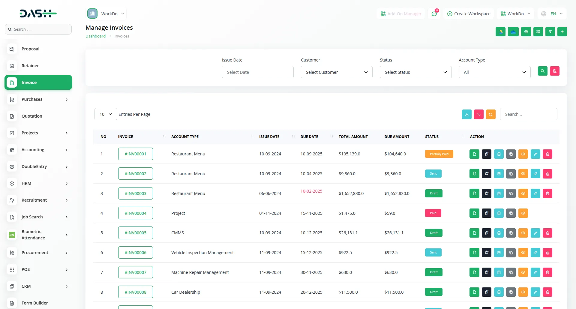 Restaurant Invoice And Payment