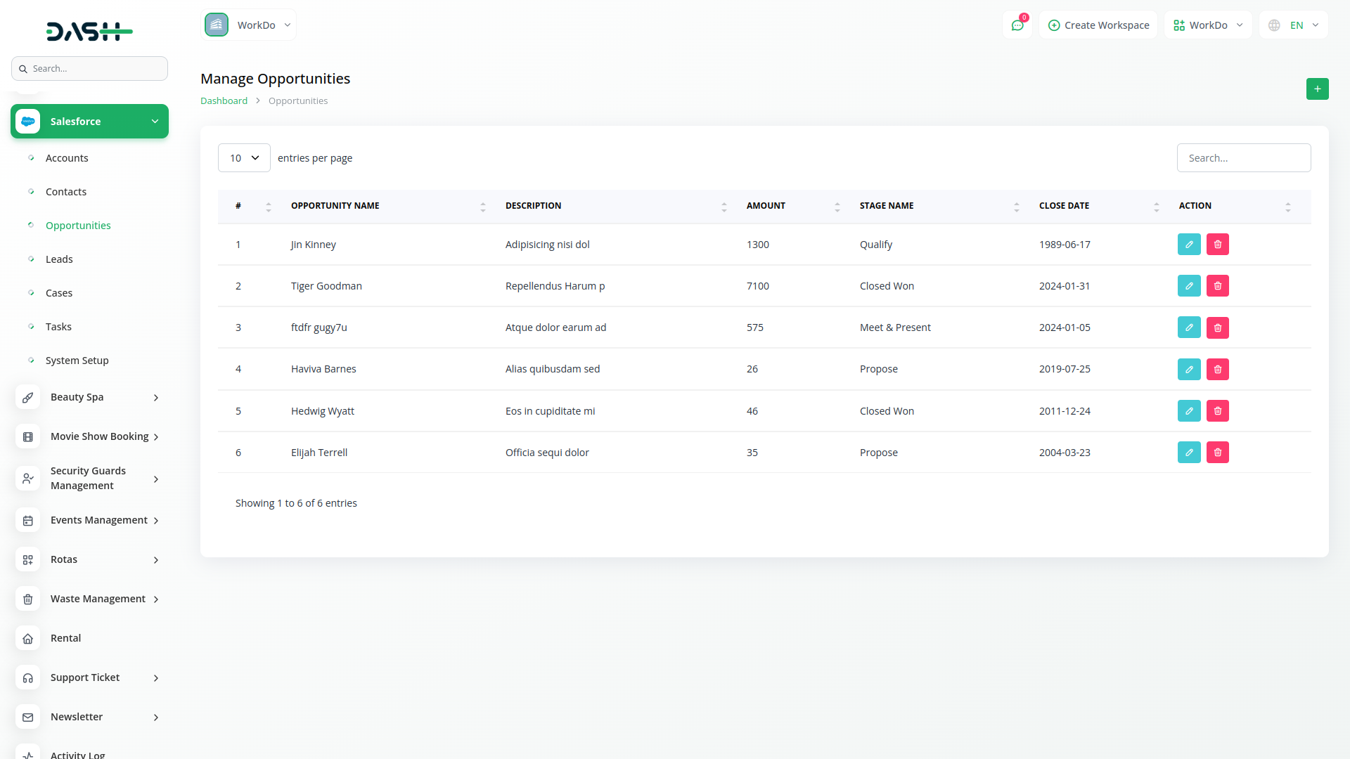 Salesforce Dash Saas