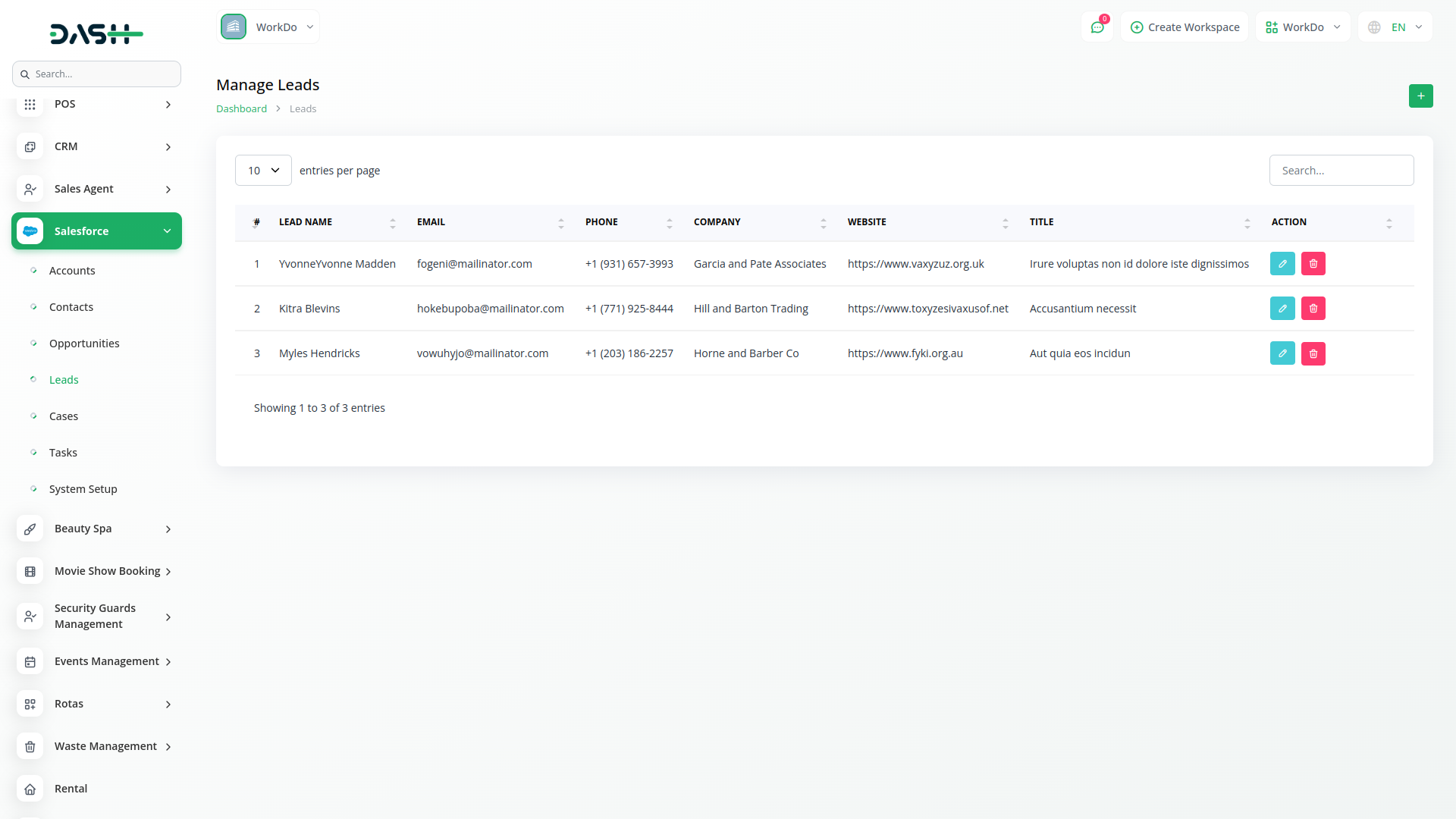 Salesforce Dash Saas