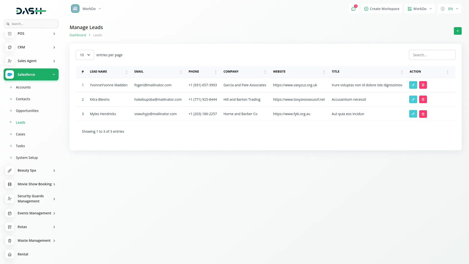 Salesforce Dash Saas