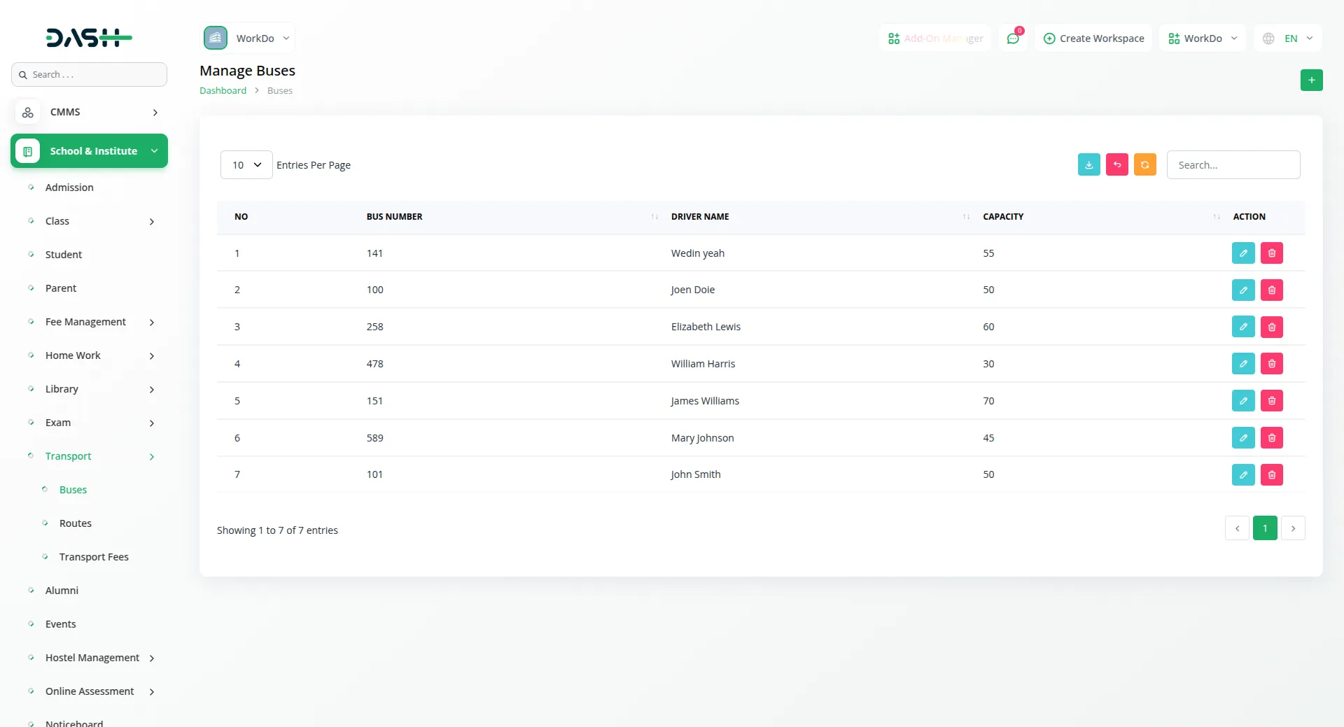 School/Institute Management Integration in Dash SaaS 10 School Institute Management Dashboard