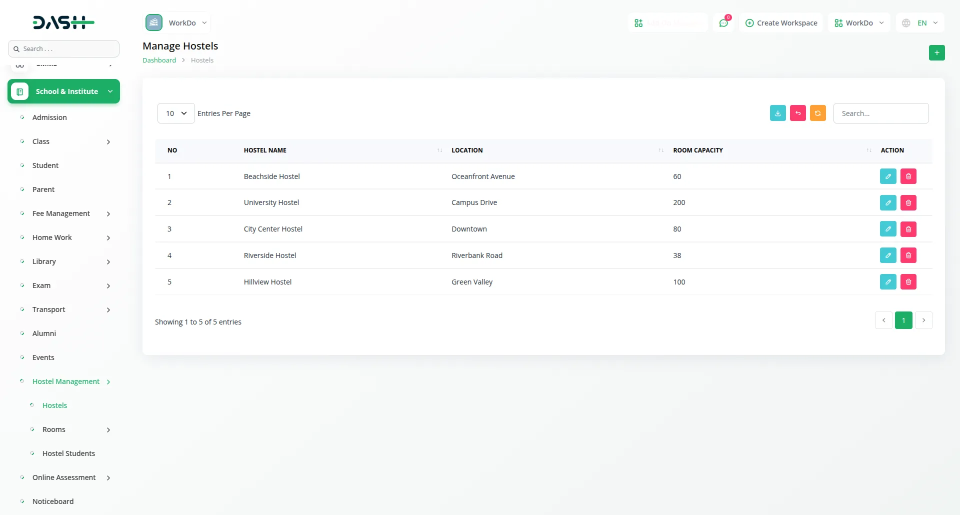School/Institute Management Integration in Dash SaaS 13 School Institute Management Dashboard