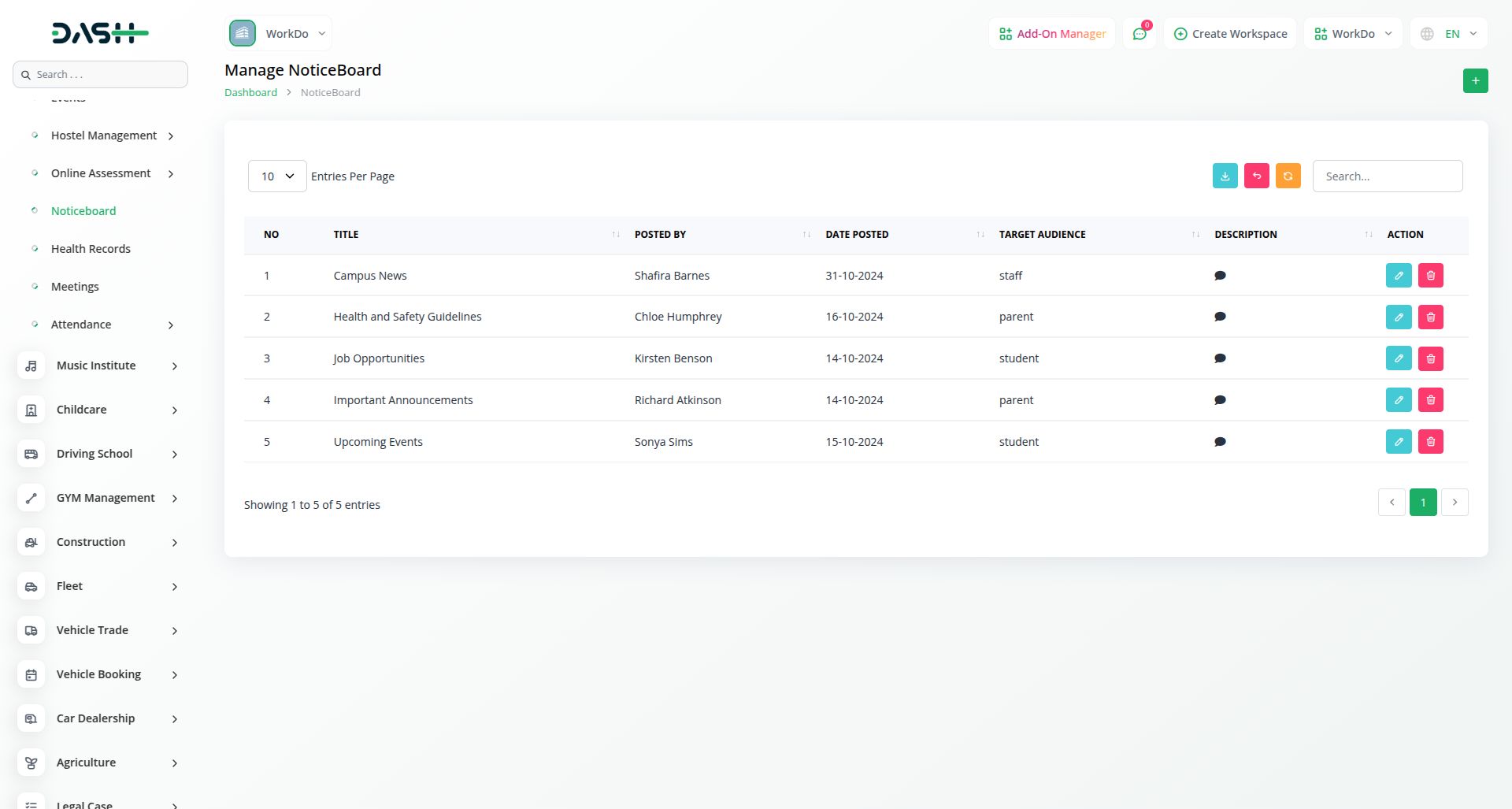 School/Institute Management Integration in Dash SaaS 15 School Institute Management Dashboard