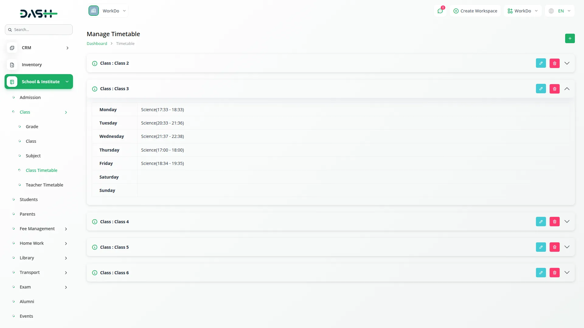 School/Institute Management Integration in Dash SaaS 3 School Institute Management Dashboard