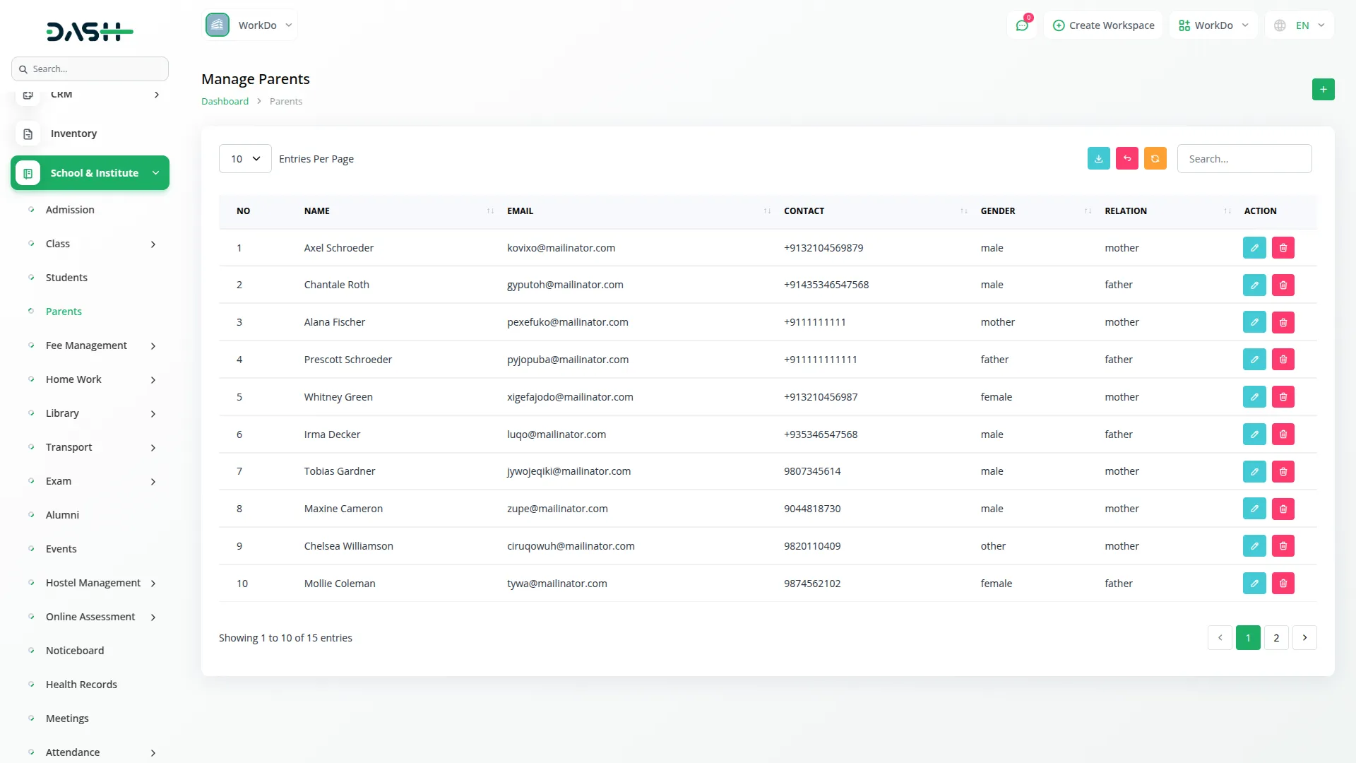 School/Institute Management Integration in Dash SaaS 4 School Institute Management Dashboard