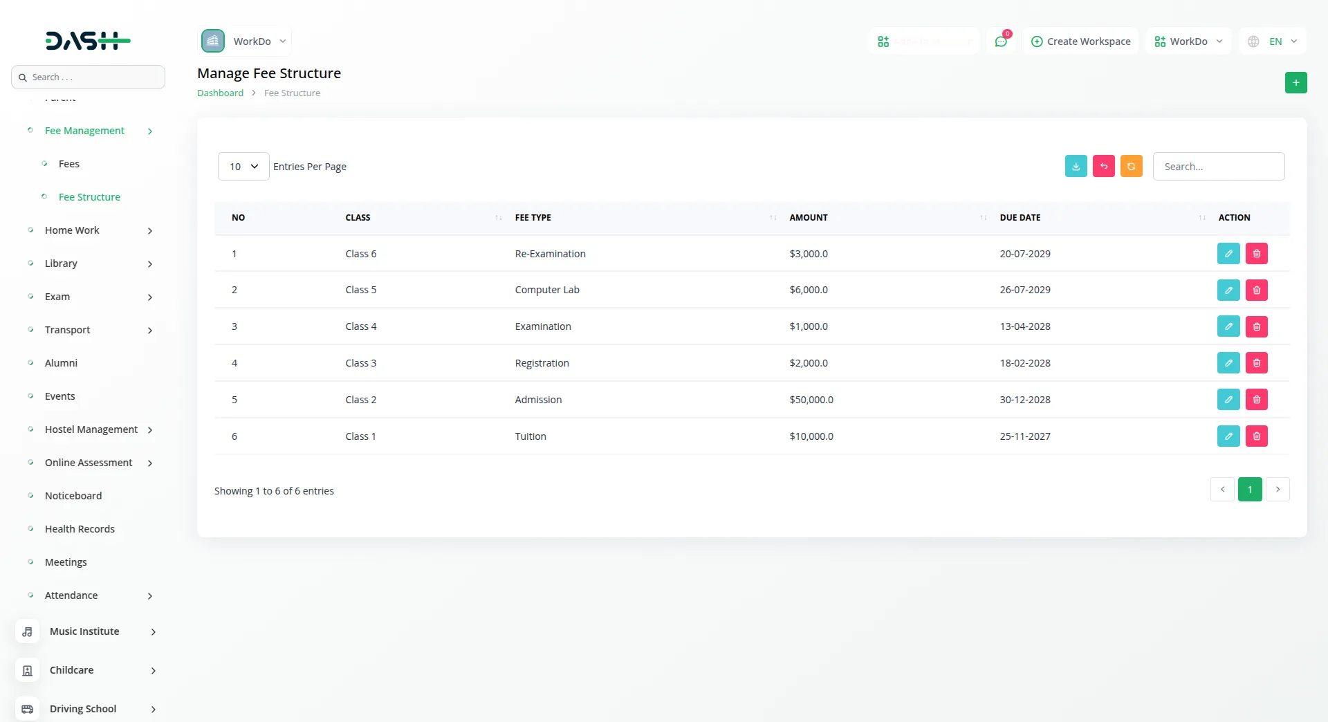 School/Institute Management Integration in Dash SaaS 7 School Institute Management Dashboard