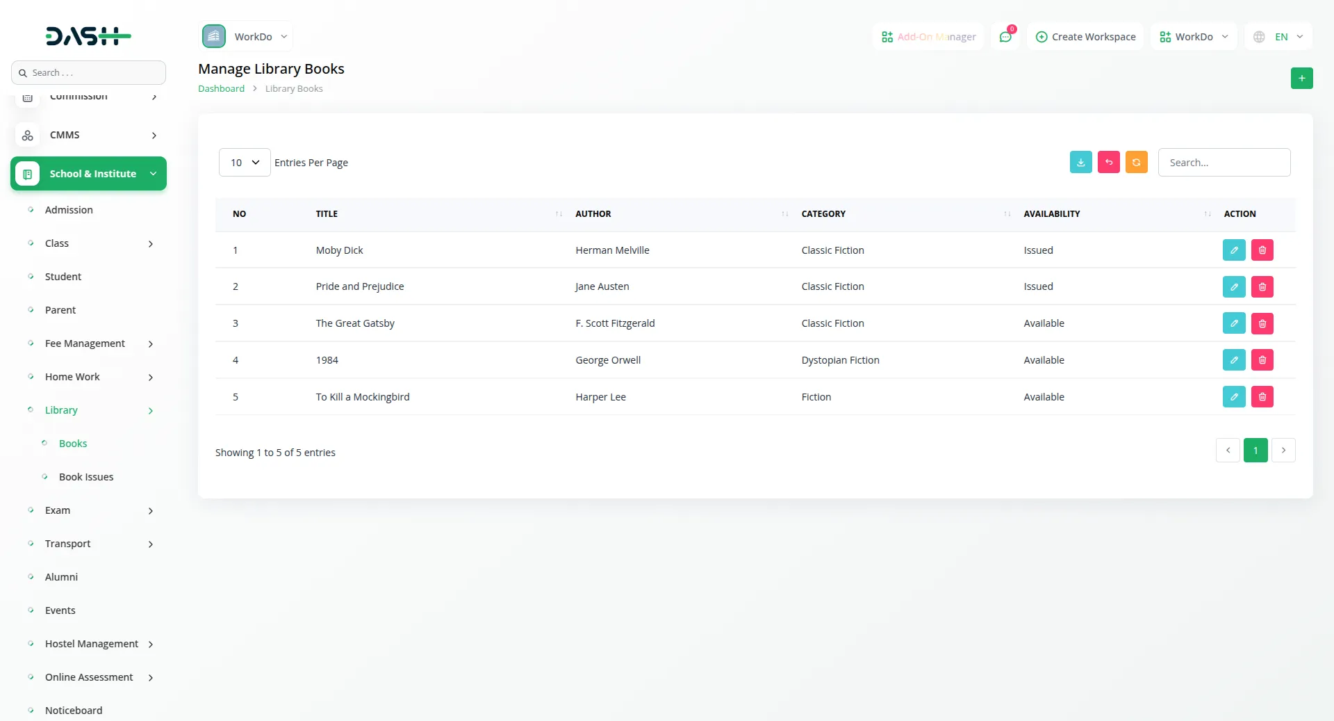 School/Institute Management Integration in Dash SaaS 9 School Institute Management Dashboard