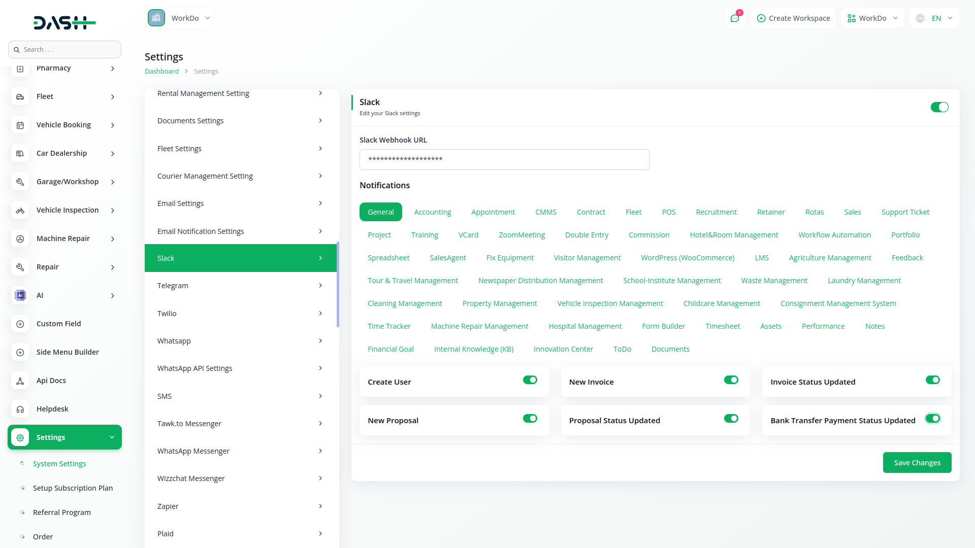Slack Dash Saas