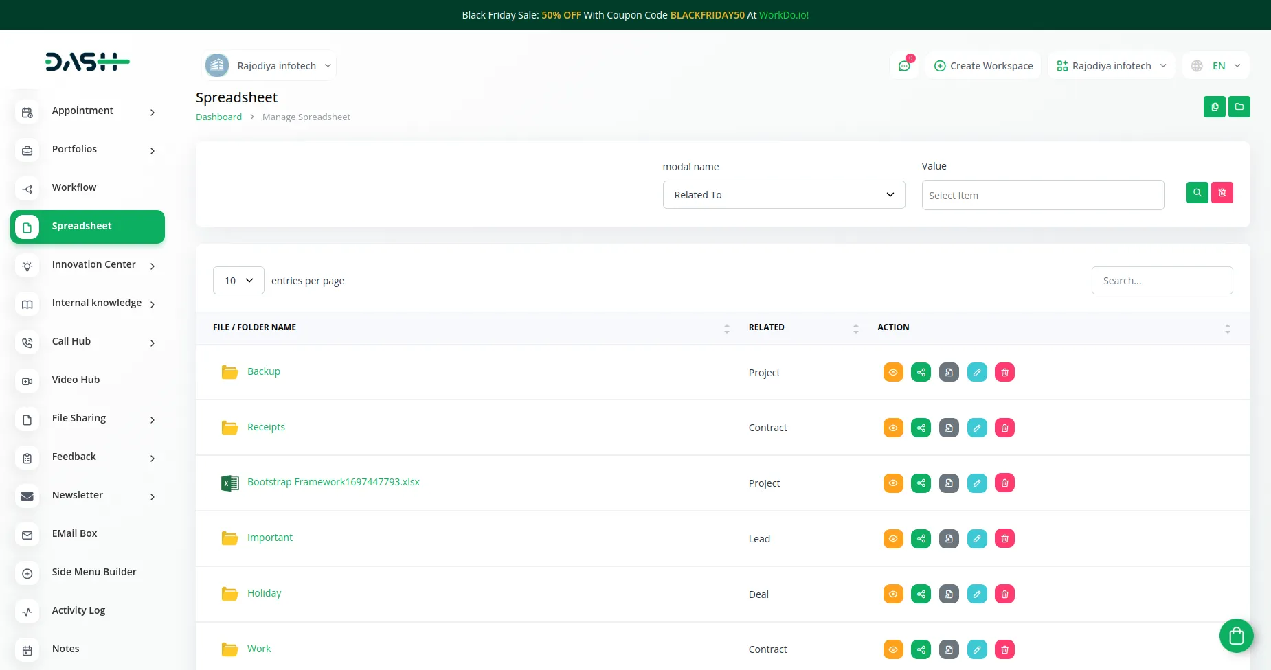 Spreadsheet Dash Saas