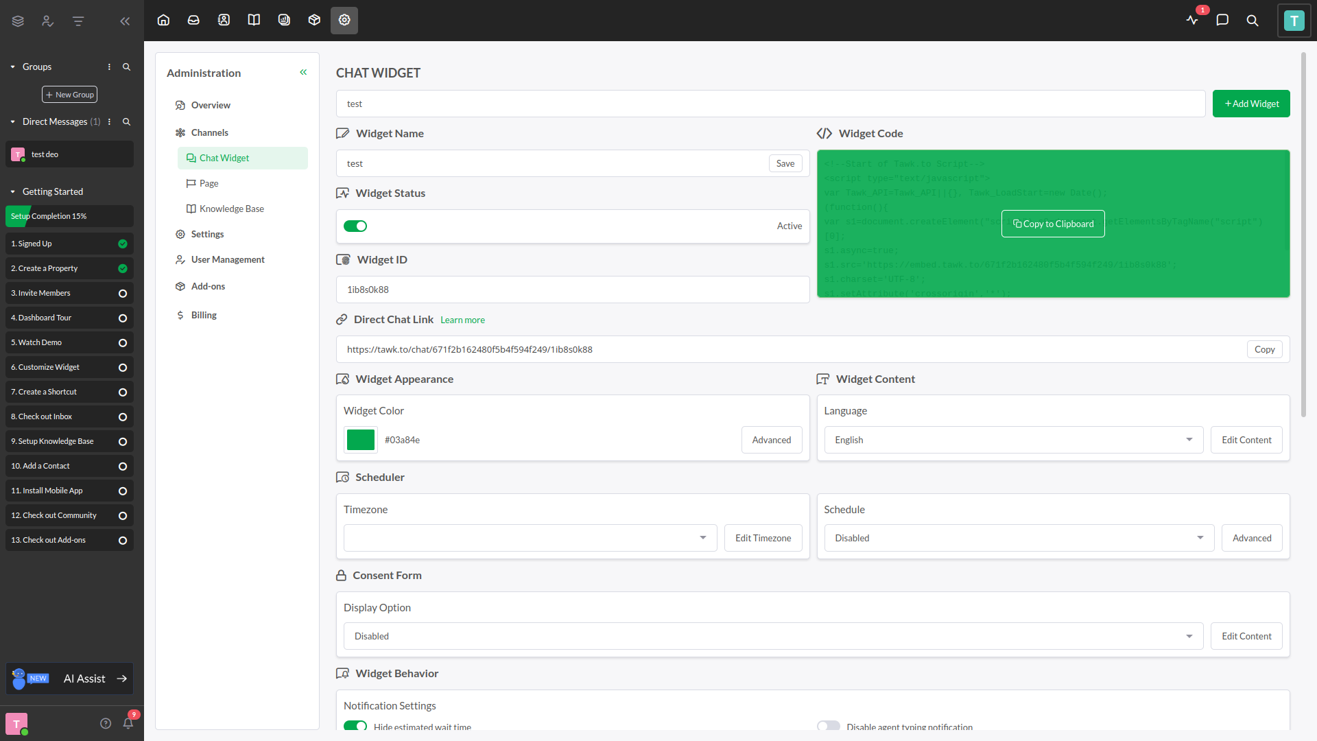 Tawk-to-messengerin Dash SaaS Tawk-To-Messenger Dash Saas