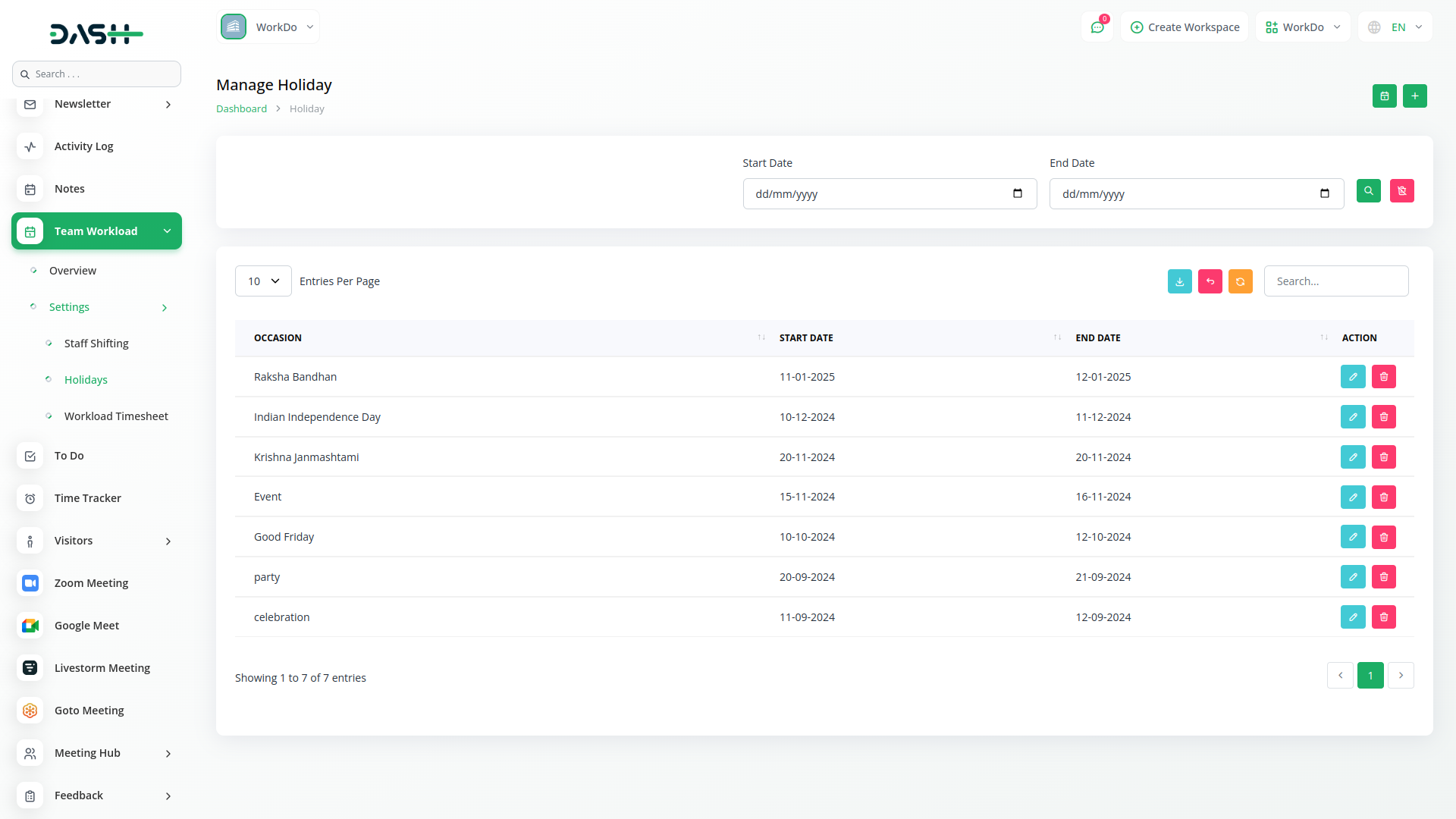 Team-Workload Dash Saas