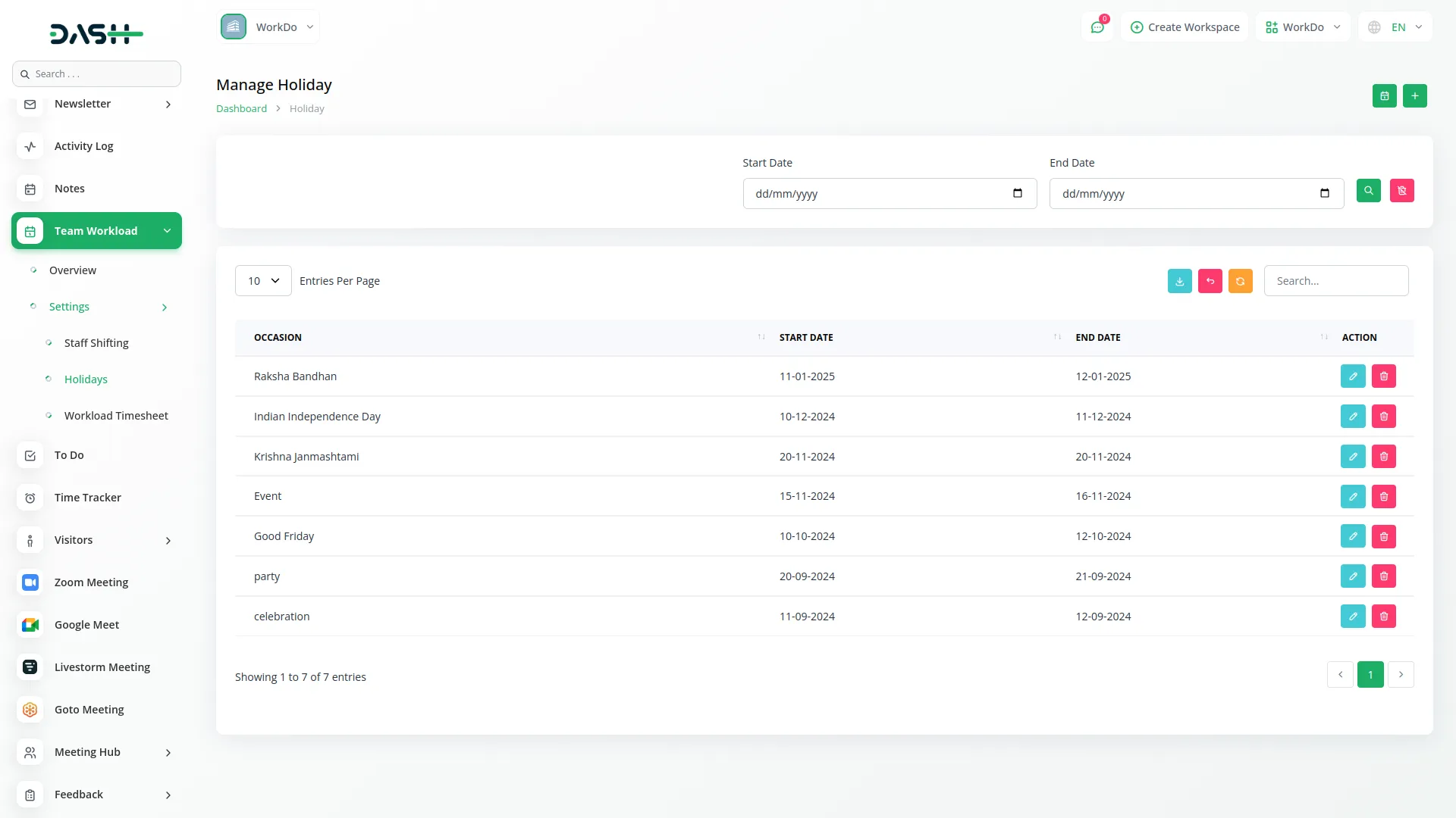 Team-Workload Dash Saas
