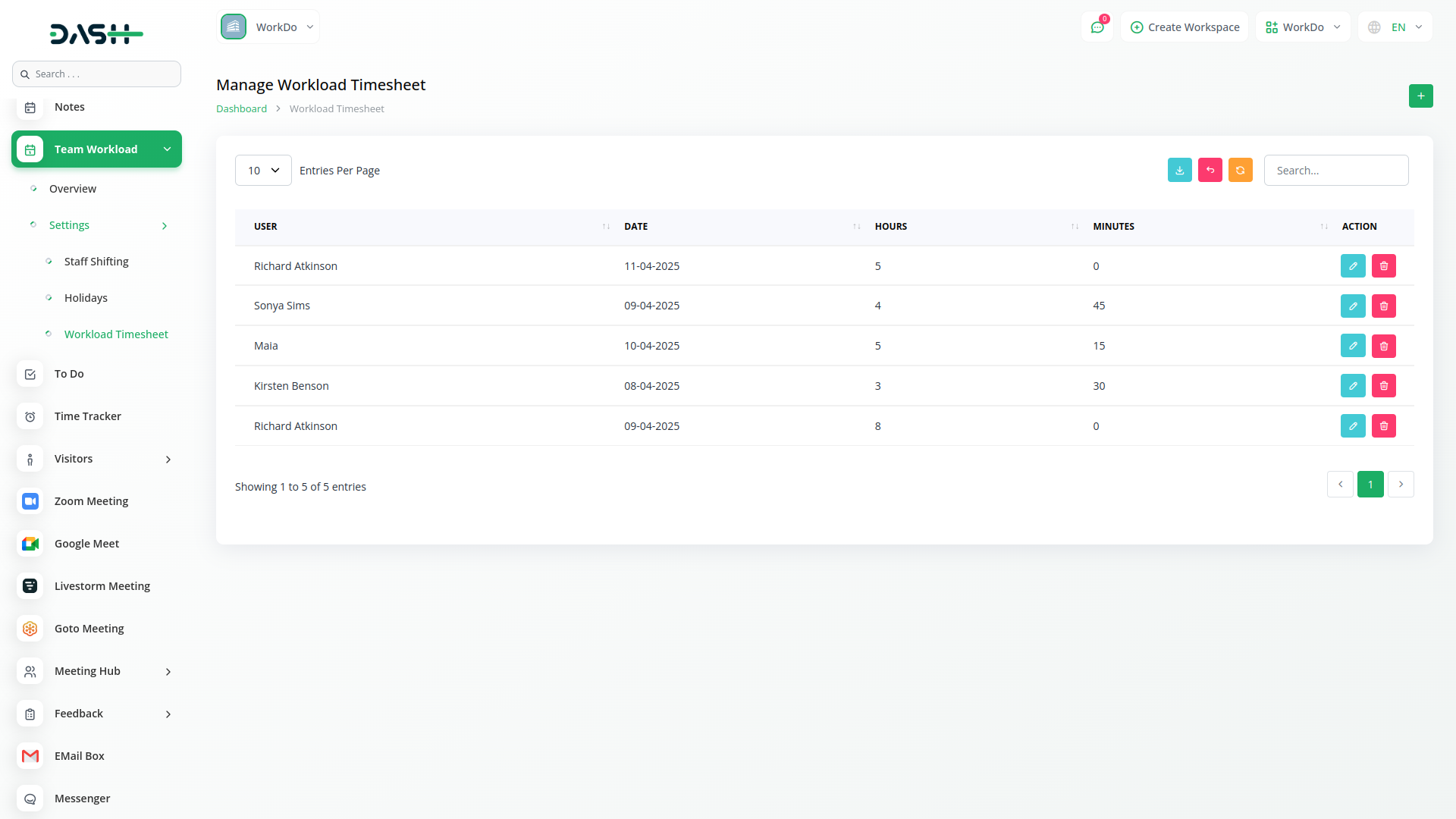 Team-Workload Dash Saas